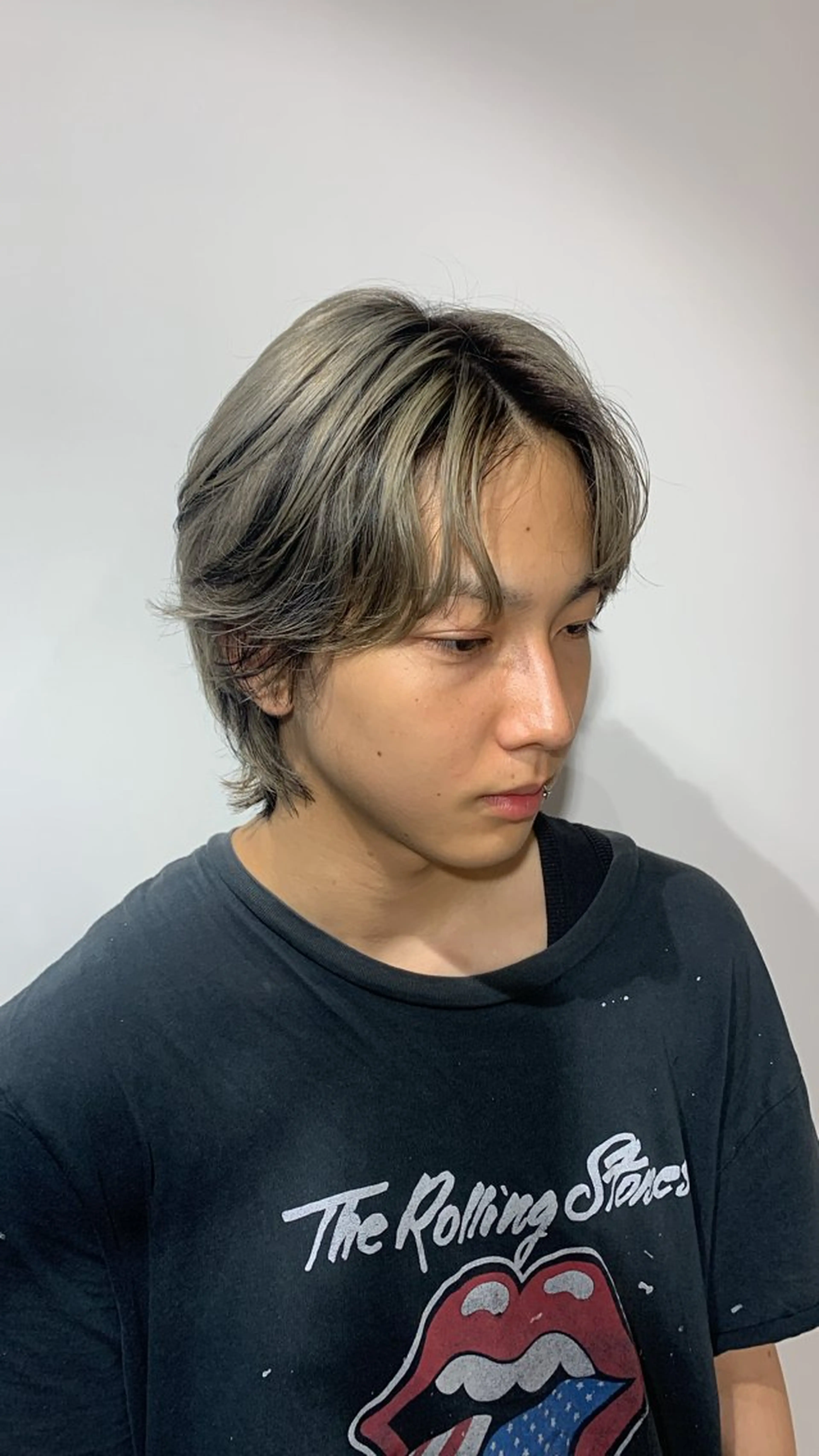 ミディアム カラー パーマ メンズ メンズブリーチ 黒髪 ブリーチ カット ヘアカラー 大人男髪/メンズ パーマ/hiroのヘアスタイル