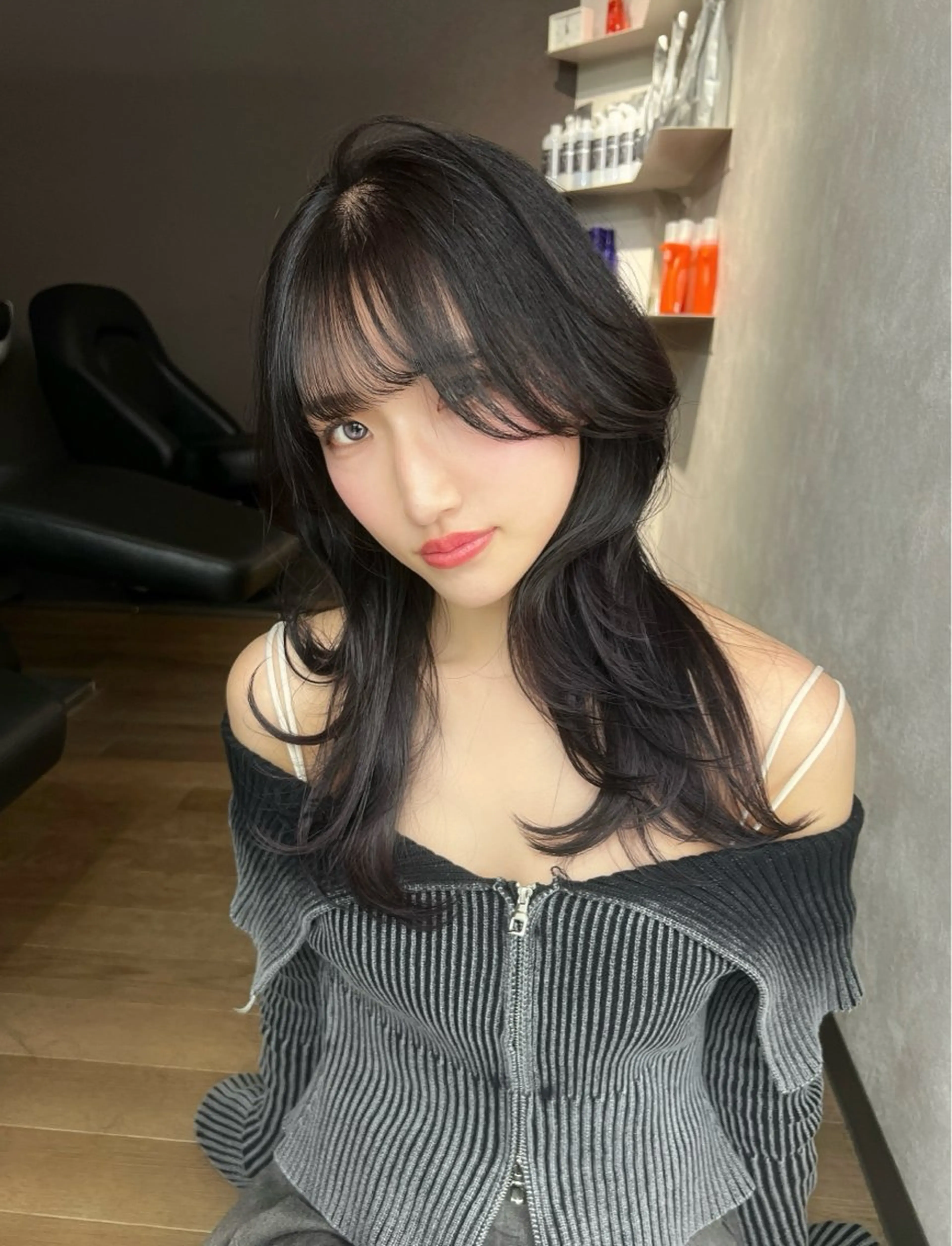 ロング カット ヘアカラー トリートメント ブリーチ/ウルフ ハッシュカット/石山のヘアスタイル