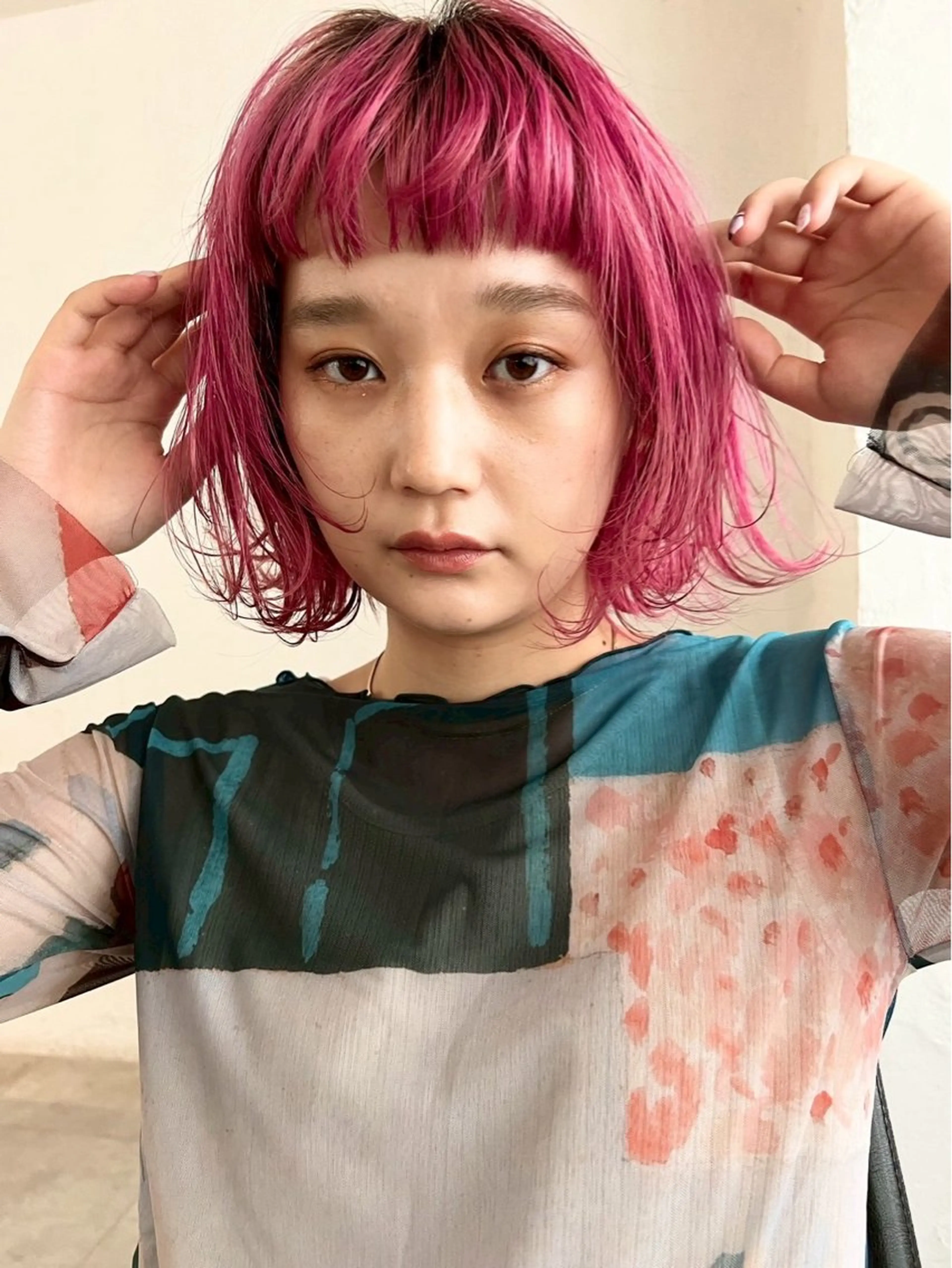 ミディアム カラー 🍒艶カラー/ベー ジュ/髪質改善🍒のヘアスタイル
