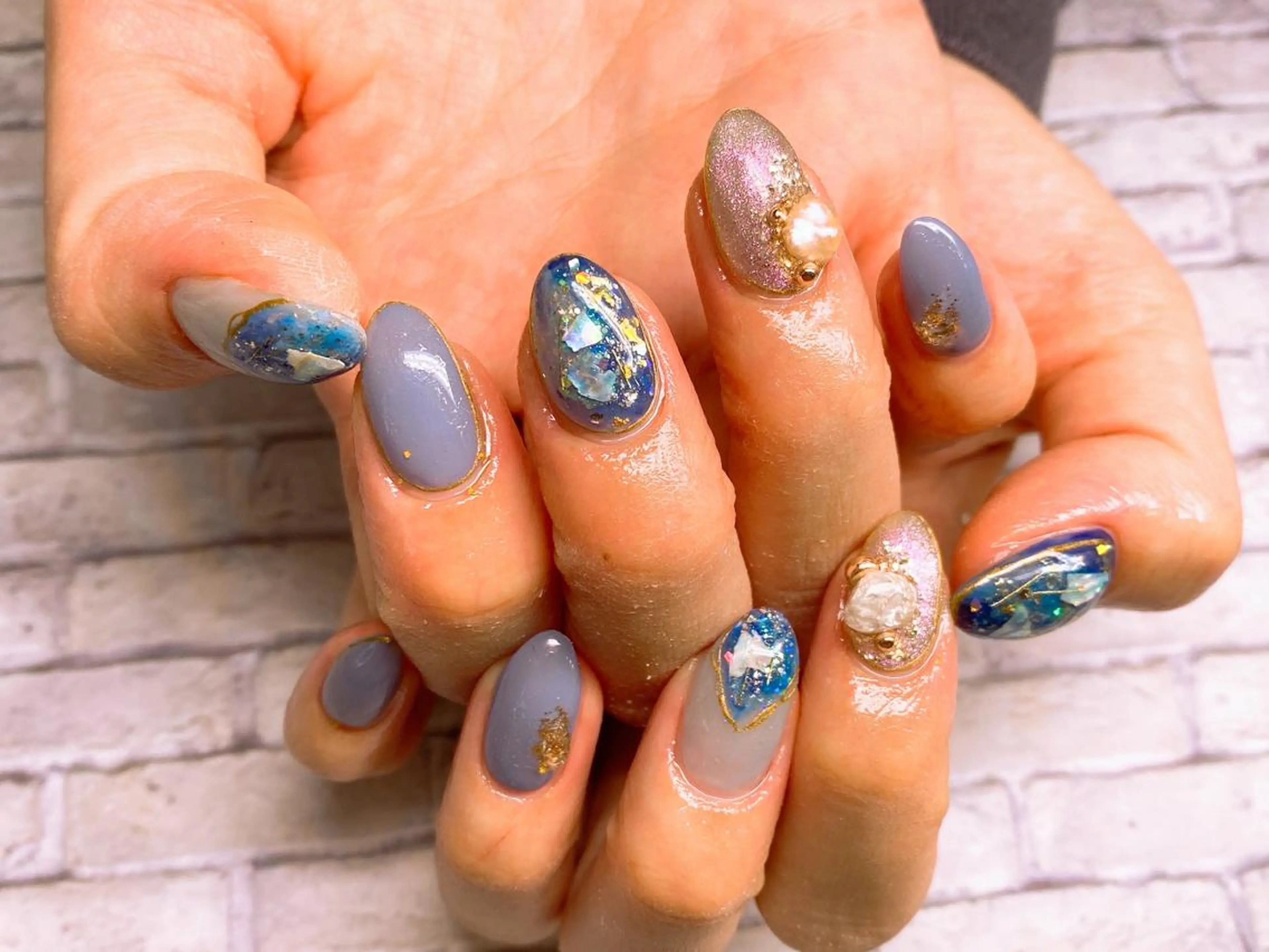 ネイル ブルー ニュアンスネイル 高野 梨紗子のネイルデザイン