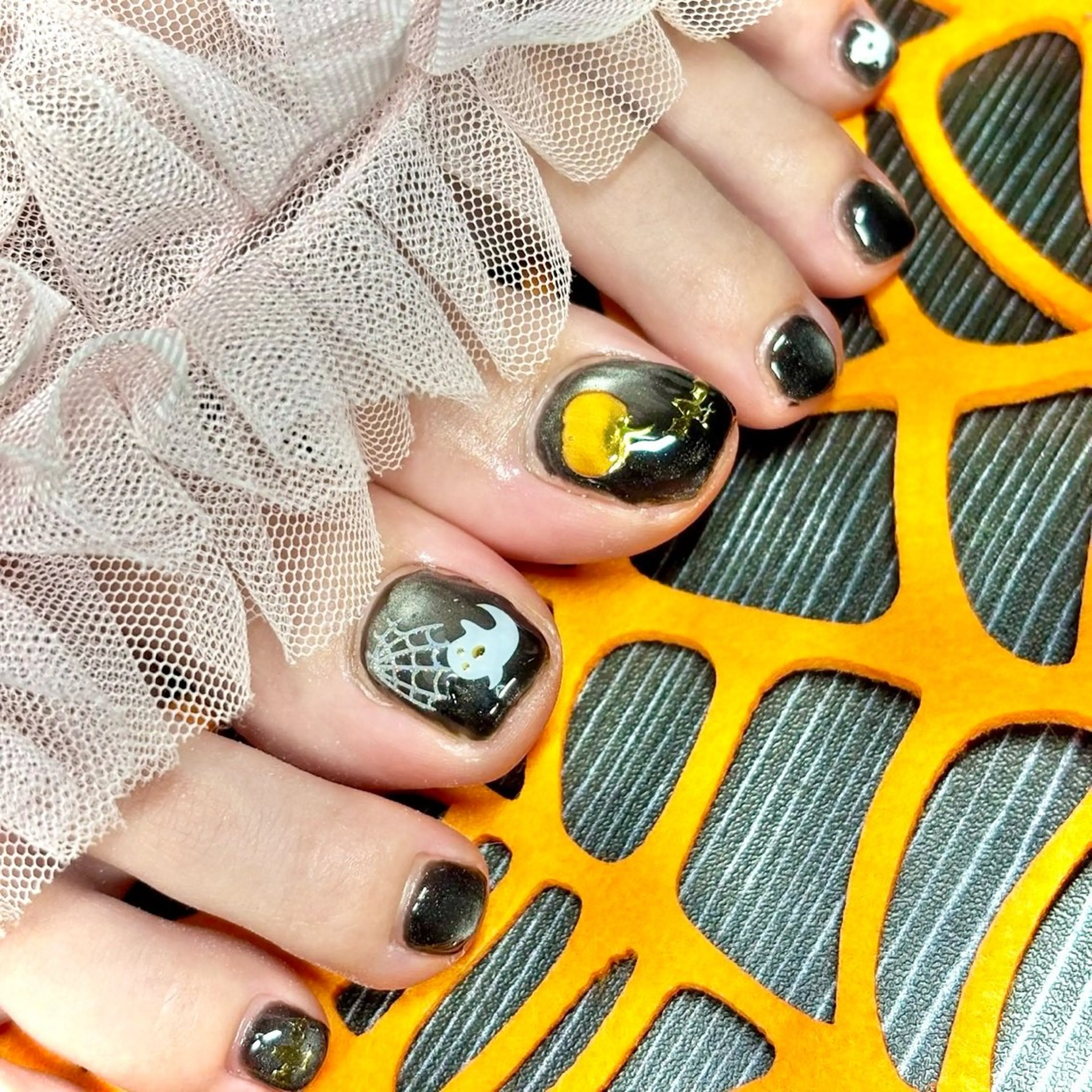 ネイル フットネイル ハロウィン 韓国ネイル ワンホンネイル miminon 自宅ネイルサロンのネイルデザイン