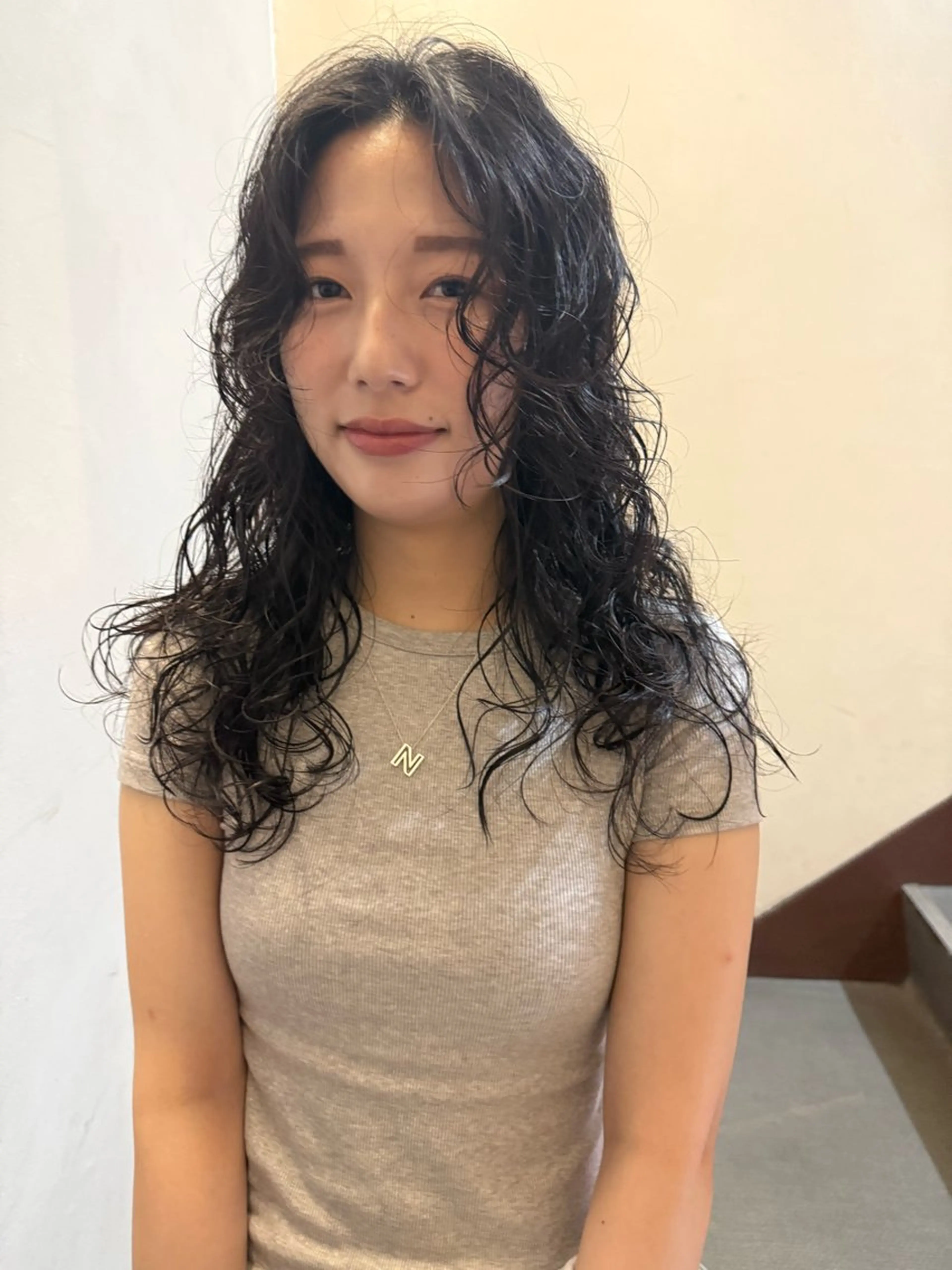 ロング パーマ ロング カット パーマ トリートメント 森貴裕/ベージュ/ パーマ/オリーブのヘアスタイル