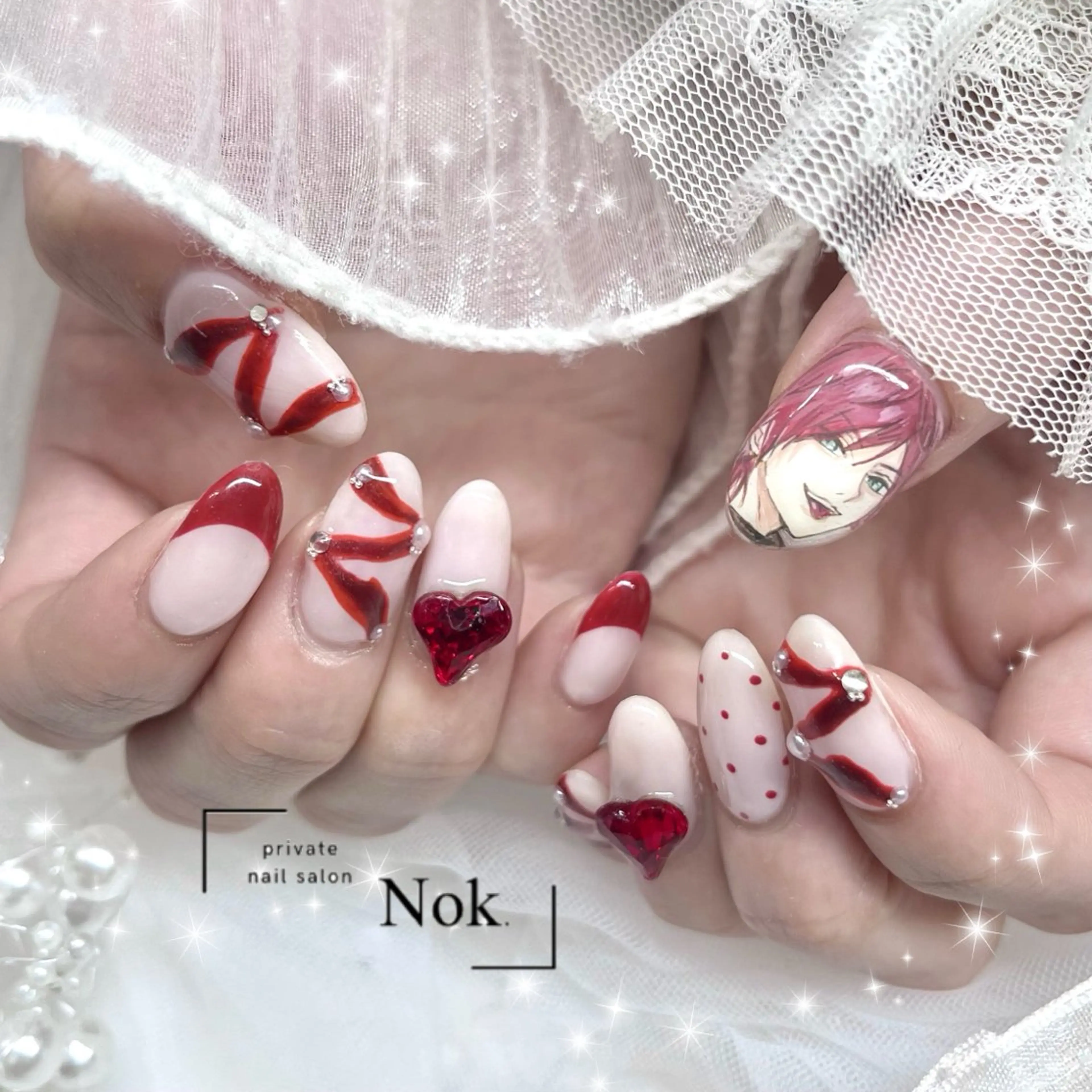 ネイル ハート ハンドネイル 池袋痛ネイル Nok. 渡辺のネイルデザイン