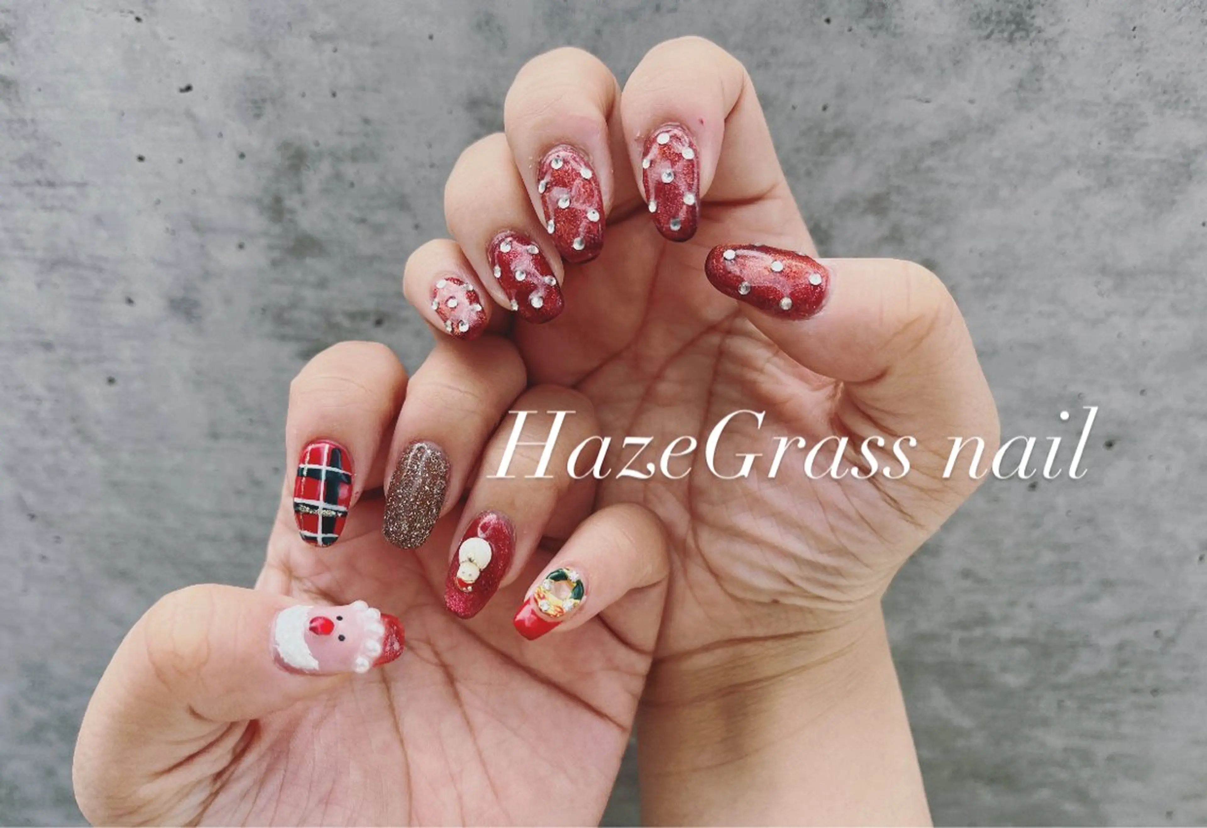 ミディアム クリスマス HazeGrass NAILのネイルデザイン