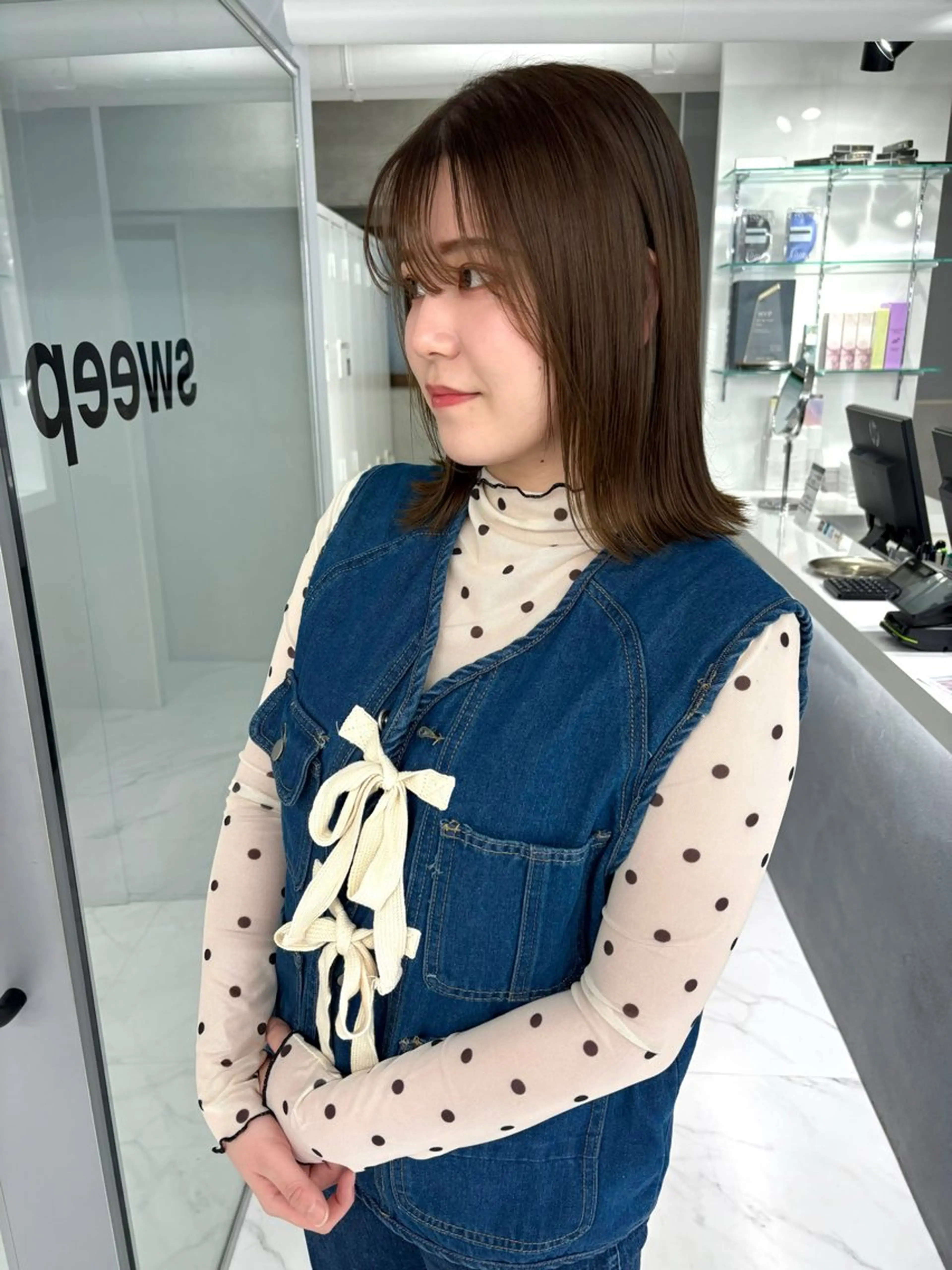 ミディアム カラー ベージュカラー 透明感カラー オリーブベージュ ヘアカラー トリートメント Miyu🎀レイヤー ／透明感カラー🪽のヘアスタイル