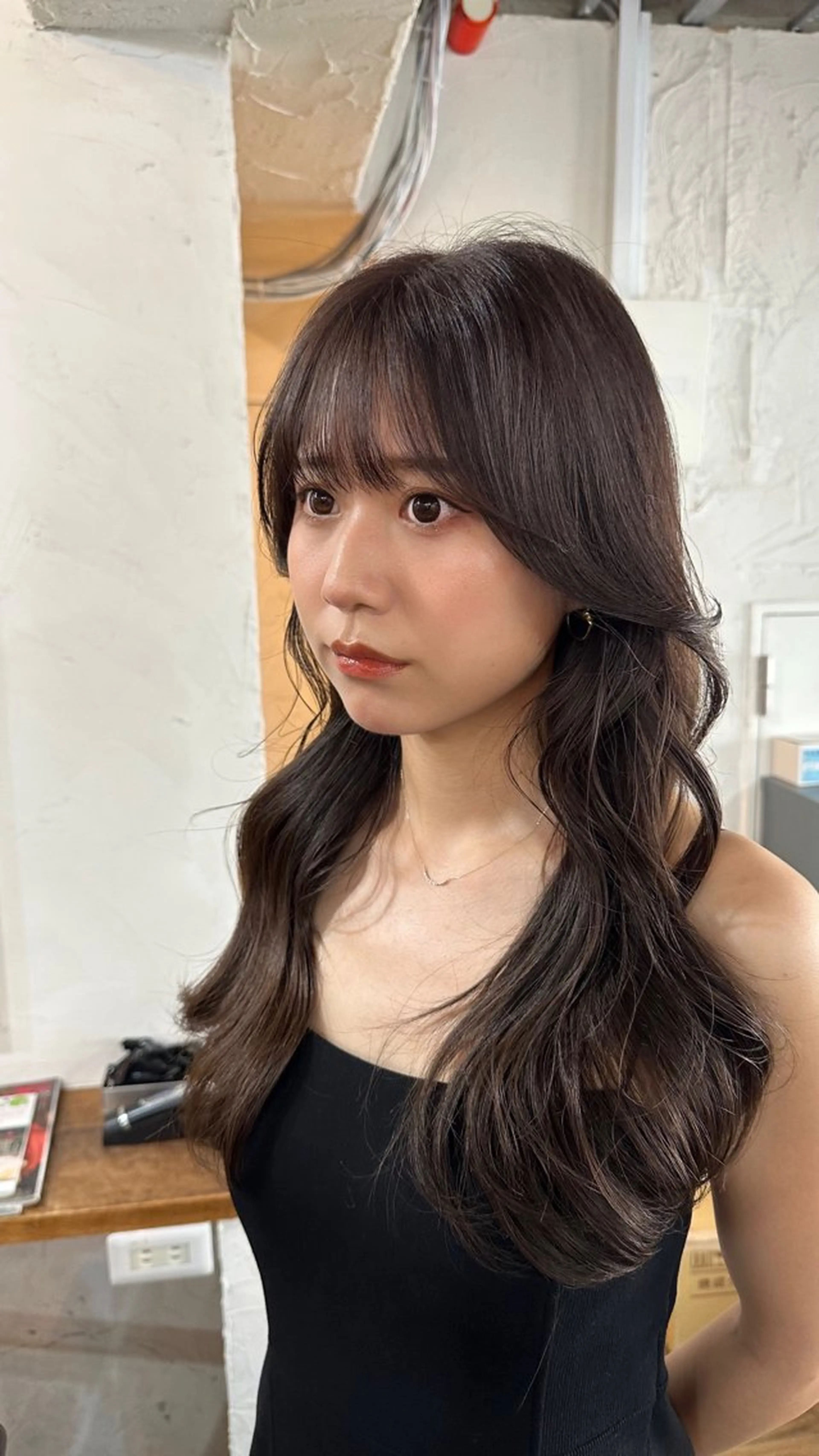 ロング カラー 切りっぱなしボブ ショートボブ バレイヤージュ ベージュカラー 黒髪 カット ヘアカラー トリートメント 韓国ヘア レイヤー くびれヘアMATSUのヘアスタイル