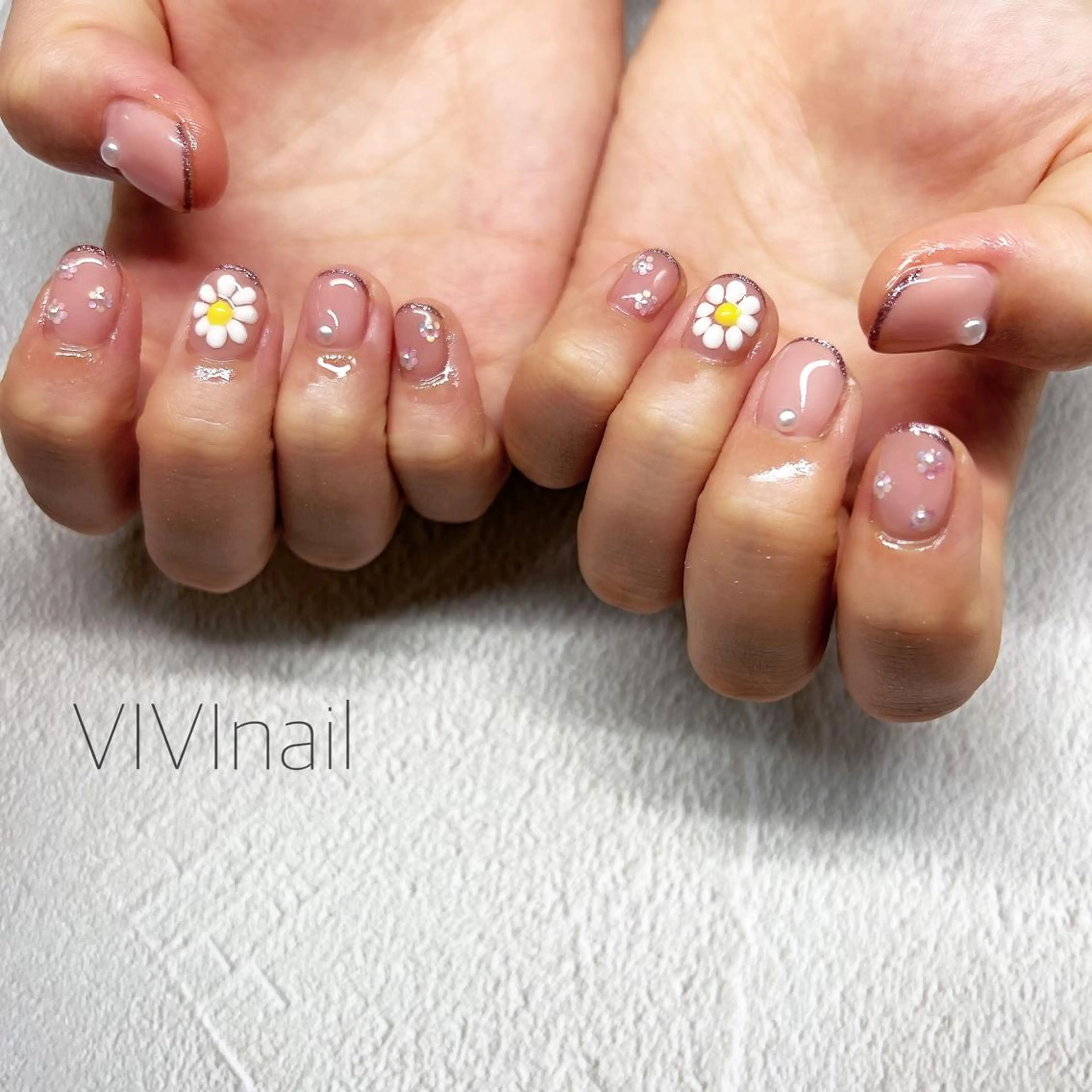 ネイル フレンチネイル ピンク ハンドネイル vivi nailのネイルデザイン