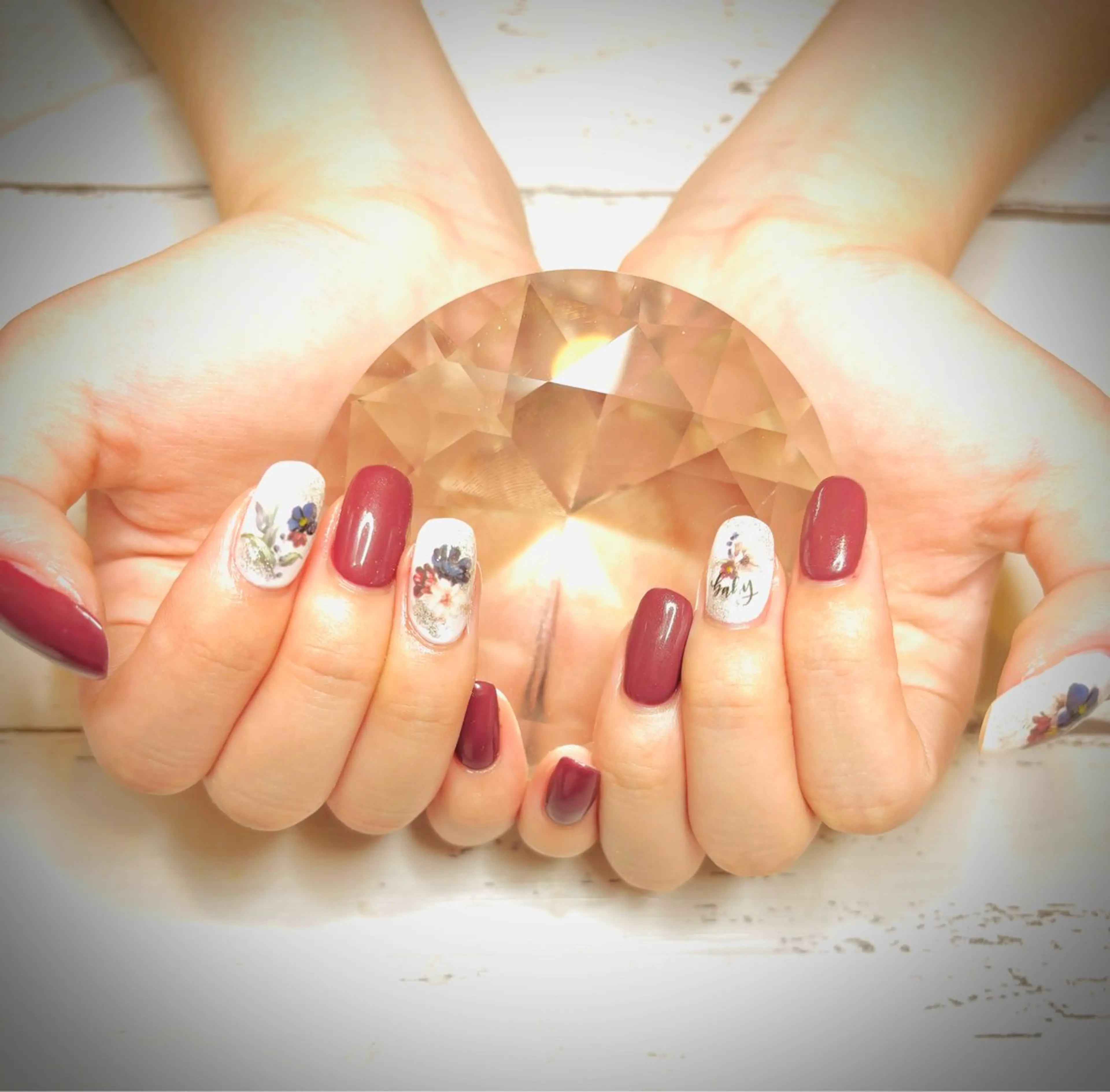 ネイル アートネイル ボルドー ハンドネイル 💎女性専用💎浅草 /蔵前/押上makiのネイルデザイン