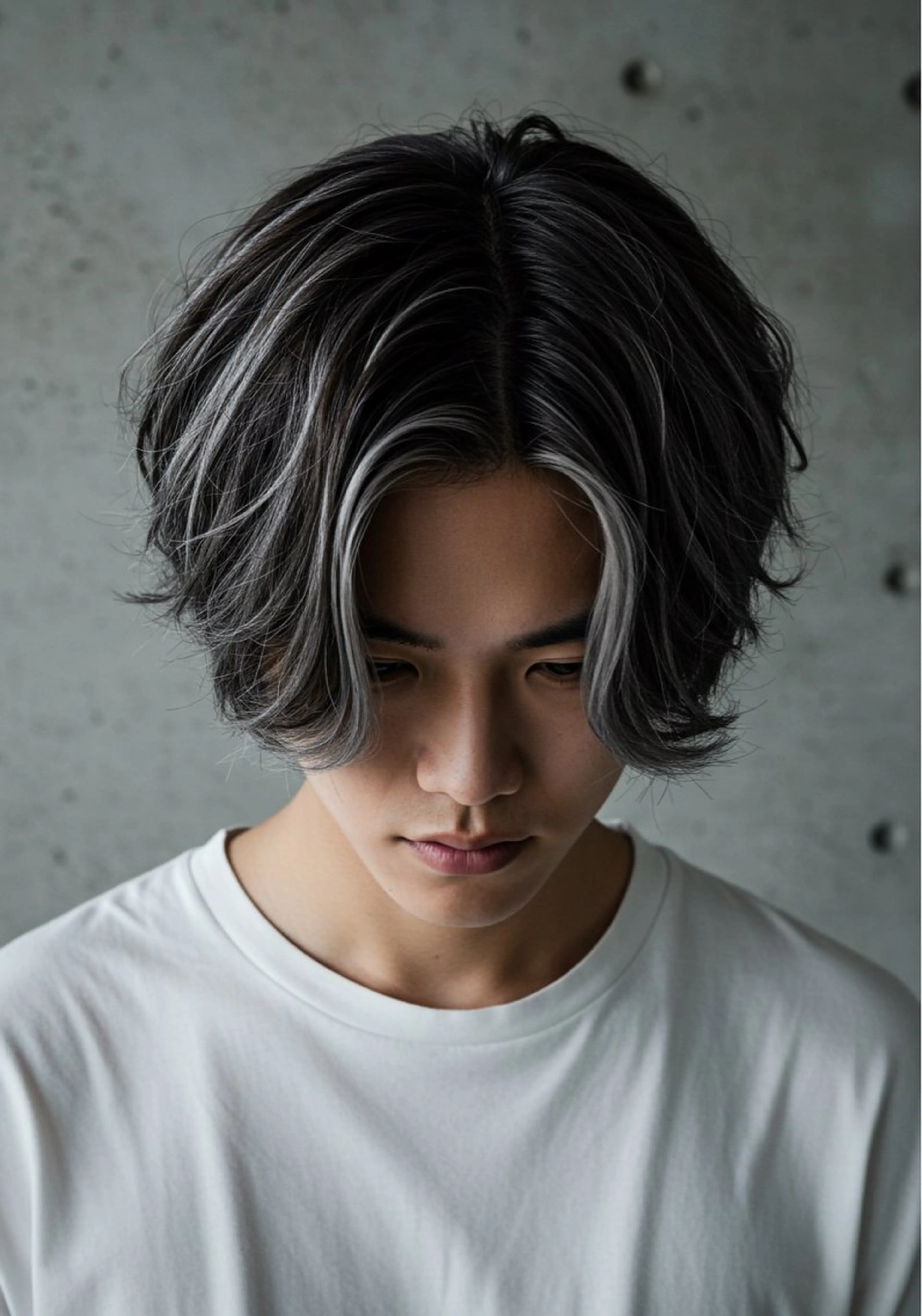 ミディアム カラー メンズ カット ヘアカラー あくつ べんのヘアスタイル