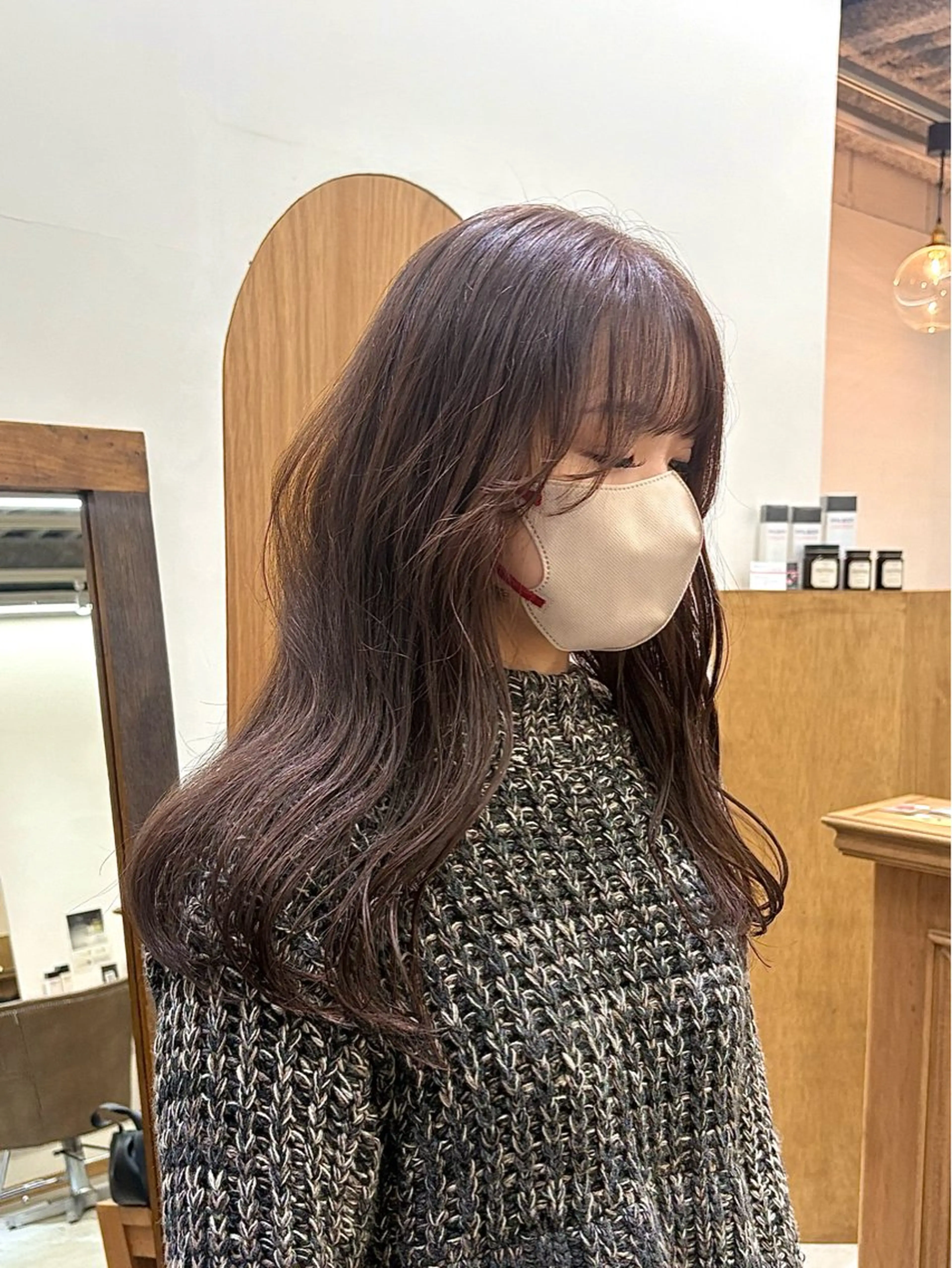 ミディアム カラー ヘアアレンジ 顔周りカット カット ヘアカラー トリートメント ハル🌸柔色/ ブリーチなし/艶髪のヘアスタイル