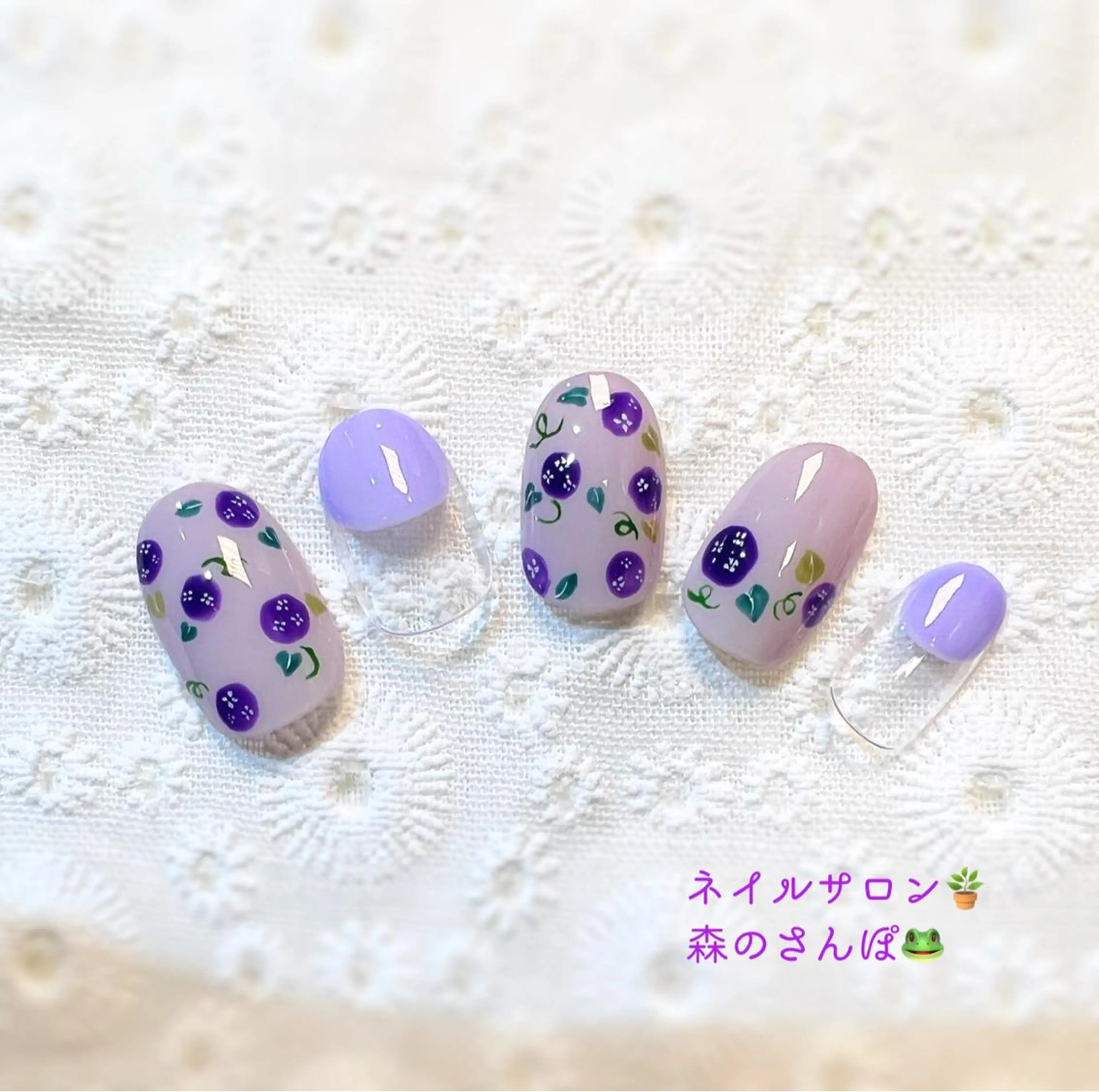 ネイル ハンドネイル ショートネイル 森のさんぽ道のネイルデザイン