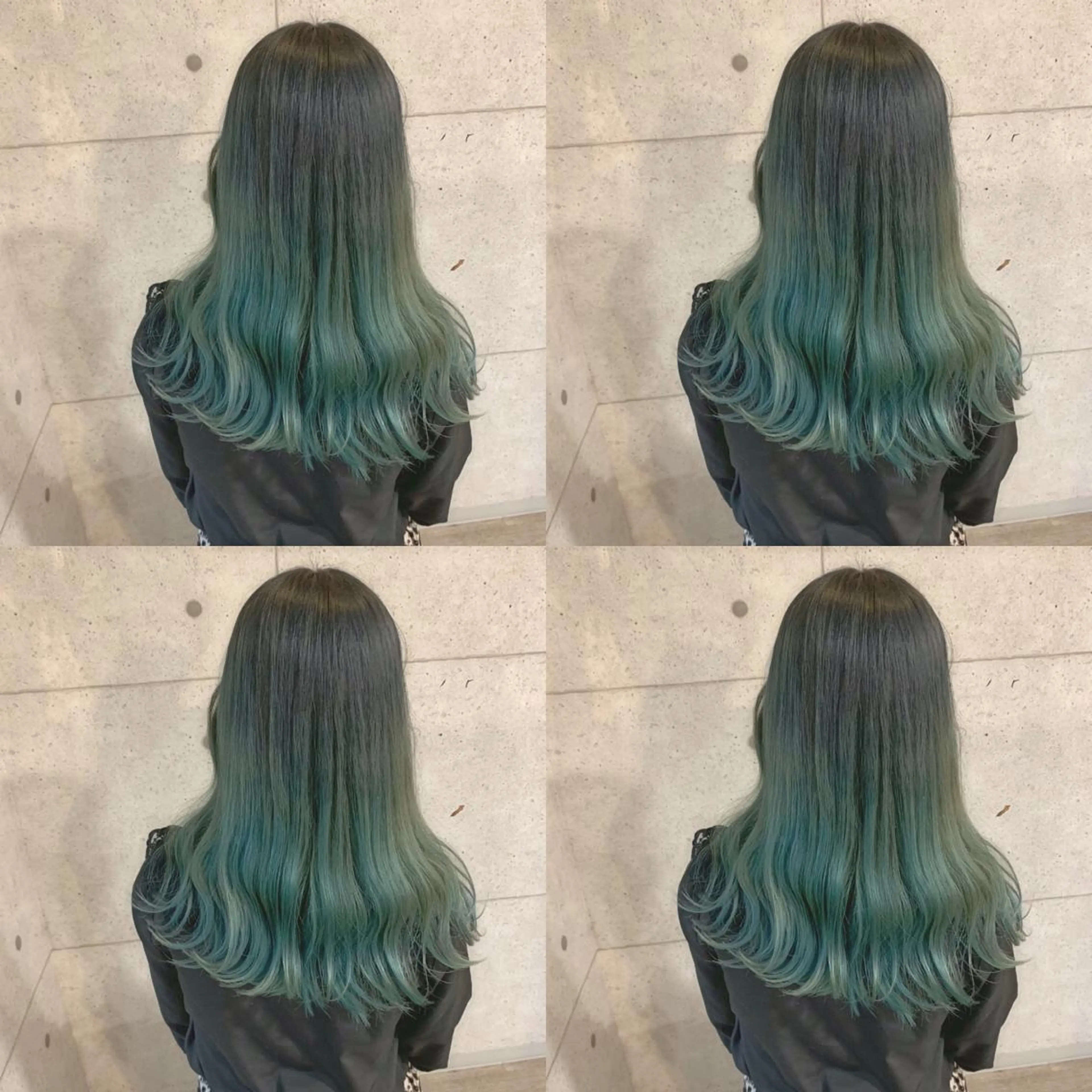 ロング アッシュ ハイライト レイヤーカット Selene hair OSAKAのヘアスタイル