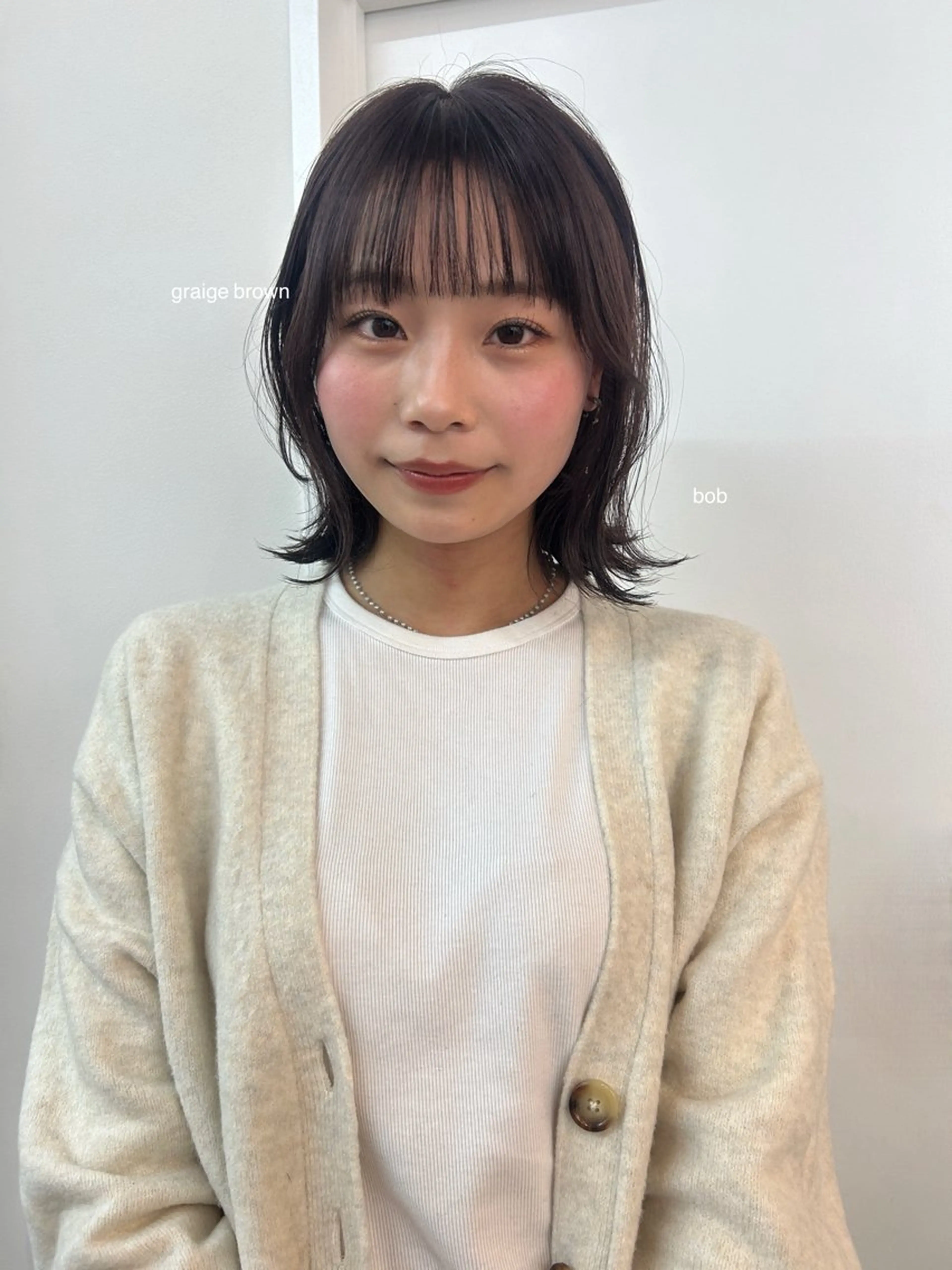 ミディアム ボブ カット トリートメント レイヤーカット/ 透明感カラーmikuのヘアスタイル