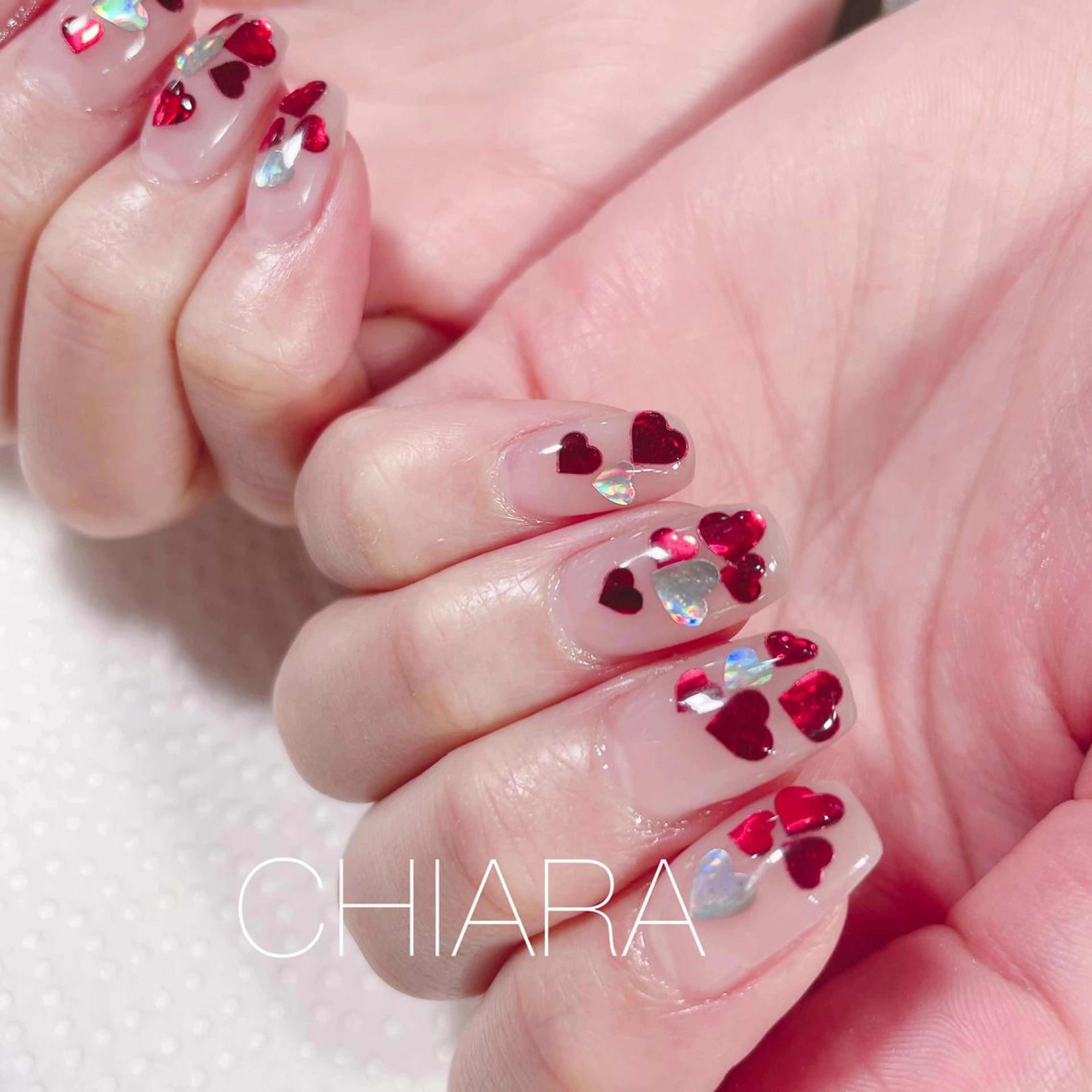 ネイル ガーリー ハート 韓国ネイル CHIARA nailsのネイルデザイン