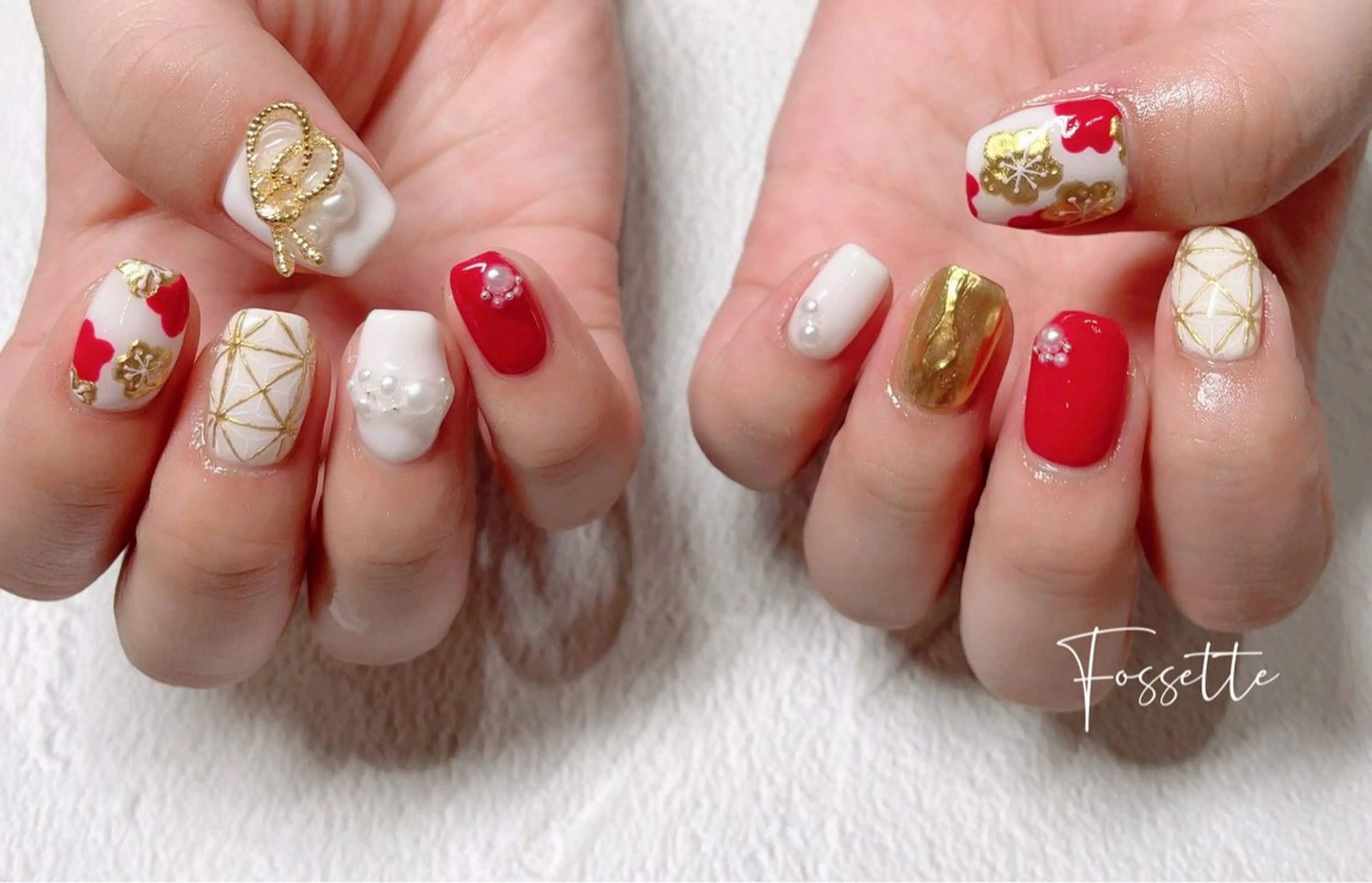 ネイル 成人式 ミラーネイル ハンドネイル nailsalon Fossetteのネイルデザイン