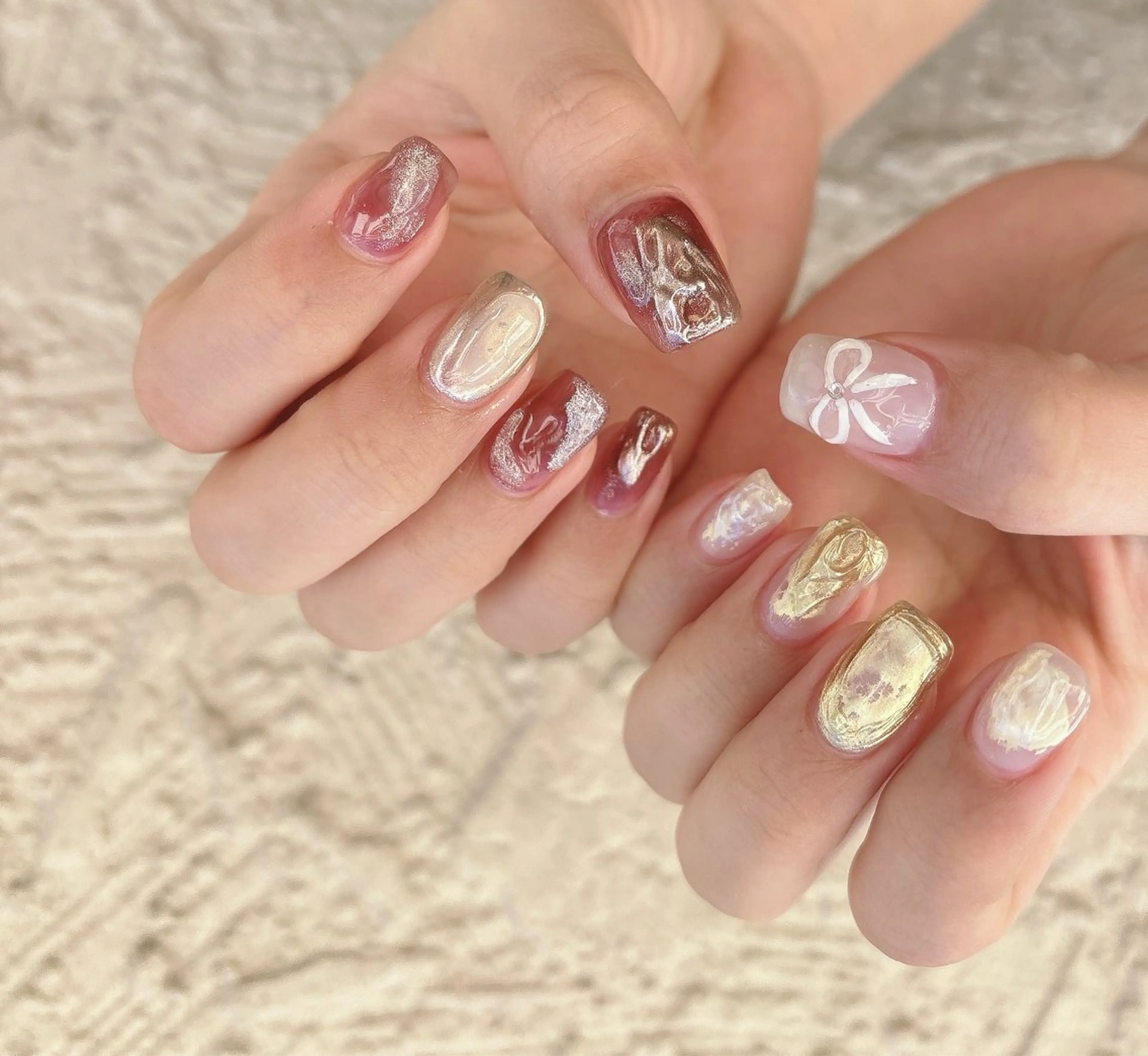 ネイル ニュアンスネイル リボン ハンドネイル nails 🎀meのネイルデザイン