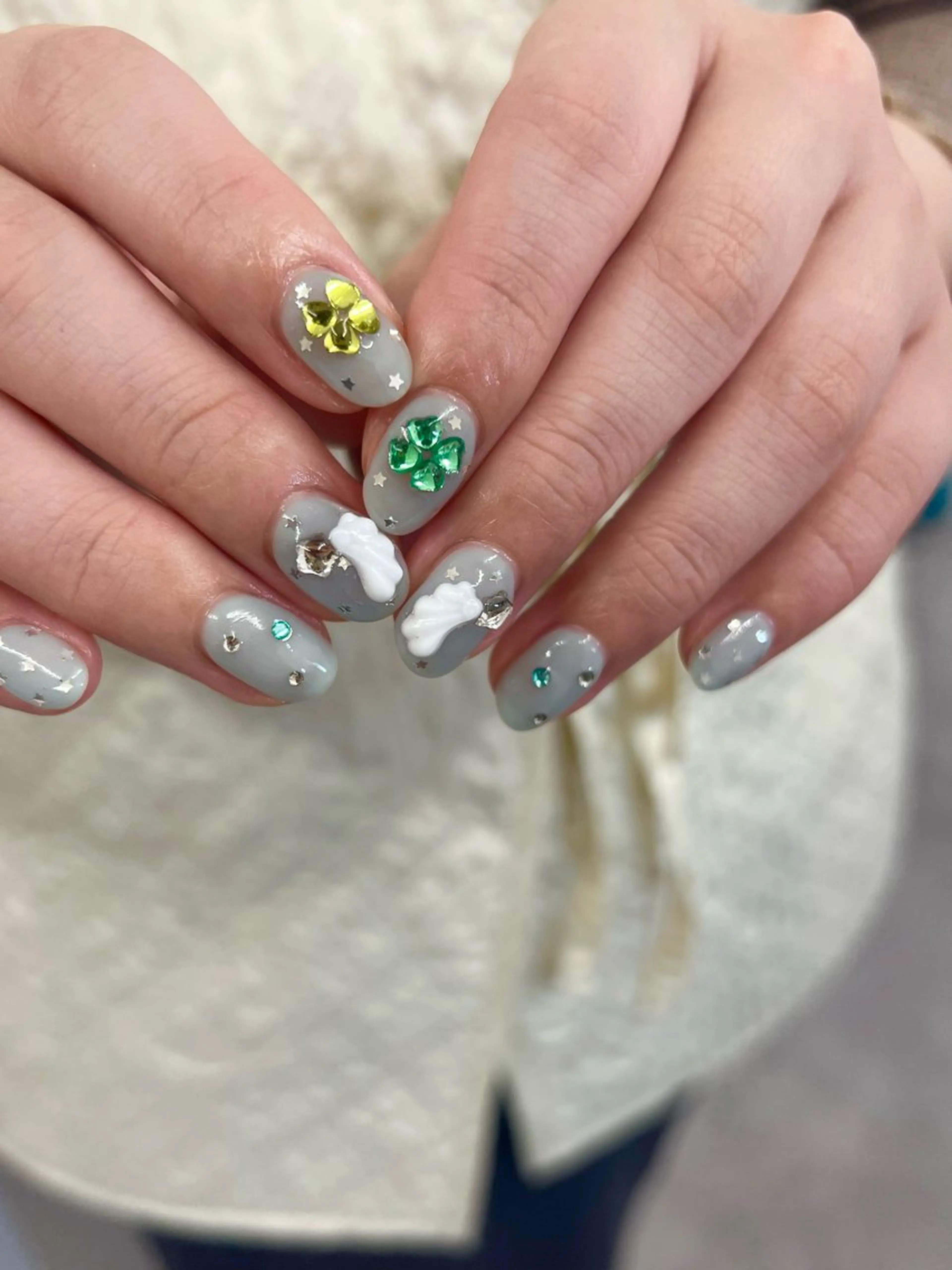 ネイル ドット ジェルネイル 水色 マグネットネイル ニュアンスネイル ハンドネイル ハンドケア Bana_ Nailのネイルデザイン