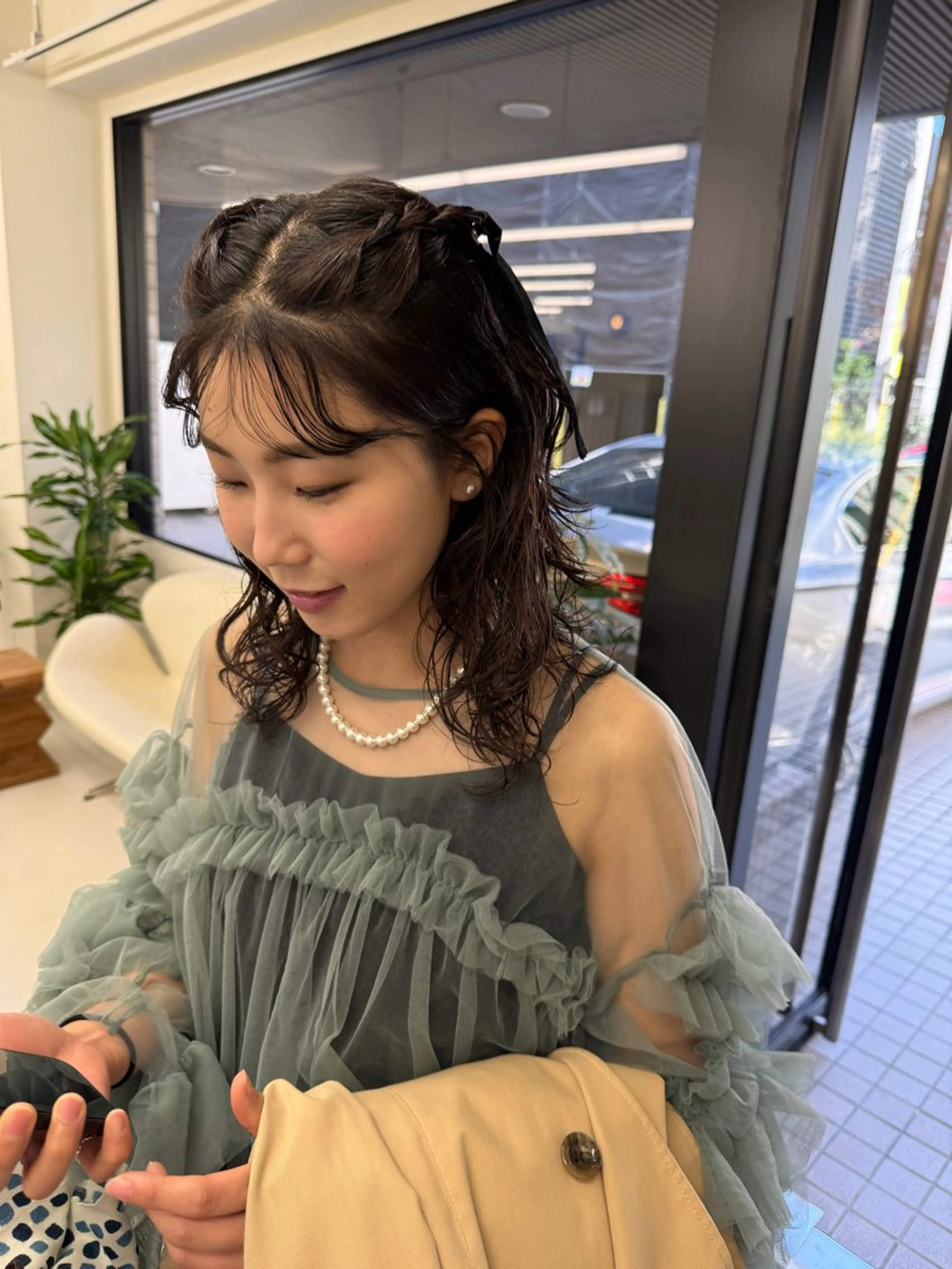 ミディアム カラー パーマ カット 表参道🌿赤み消し カラー/チナツのヘアスタイル