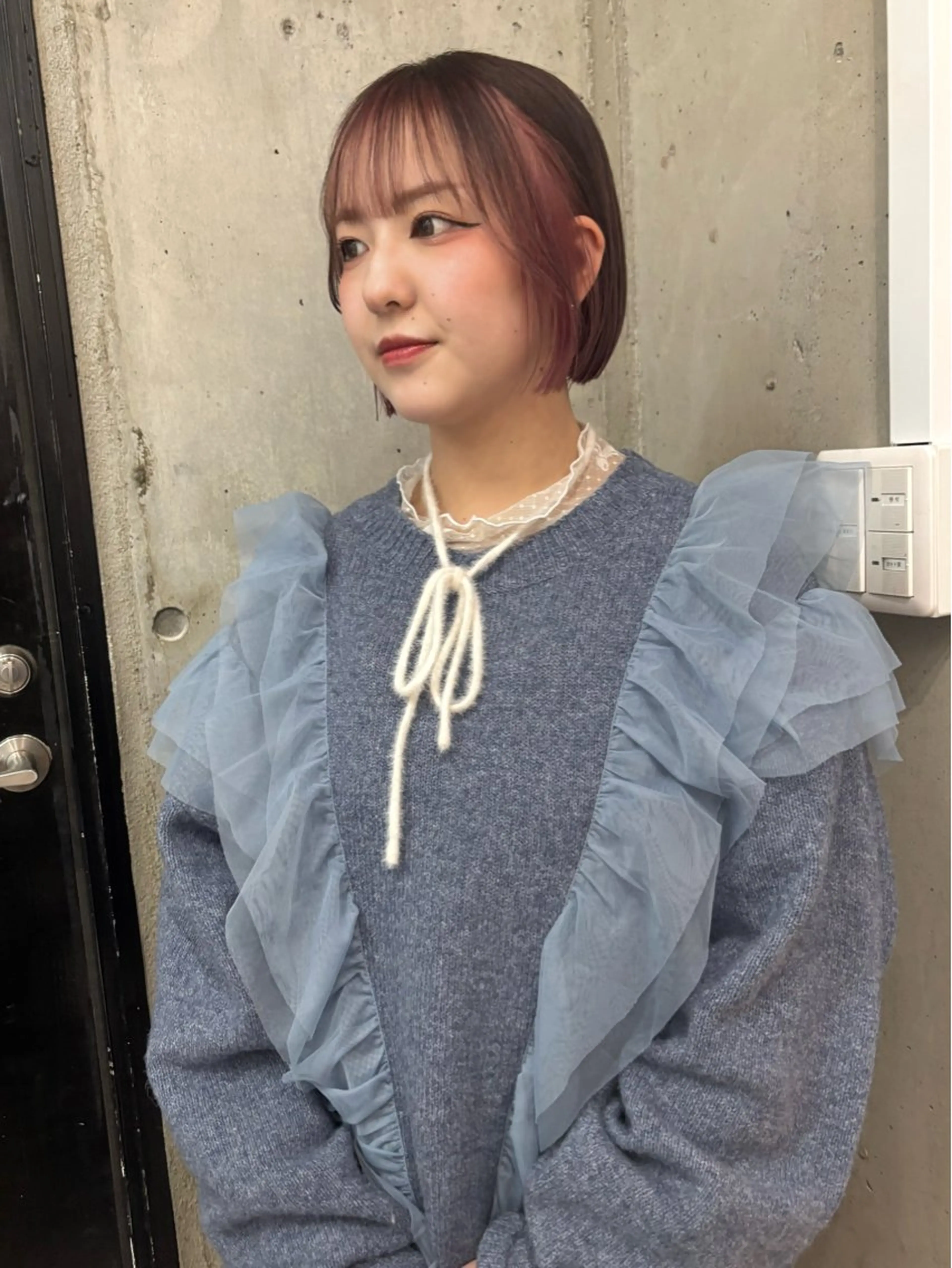 ミディアム カラー ミストバング  フェイスフレーミング インナーカラー ピンクカラー ヘアカラー lani hair salon所属・SHOTO ハイトー ン/ブロンドカラーのヘアスタイル