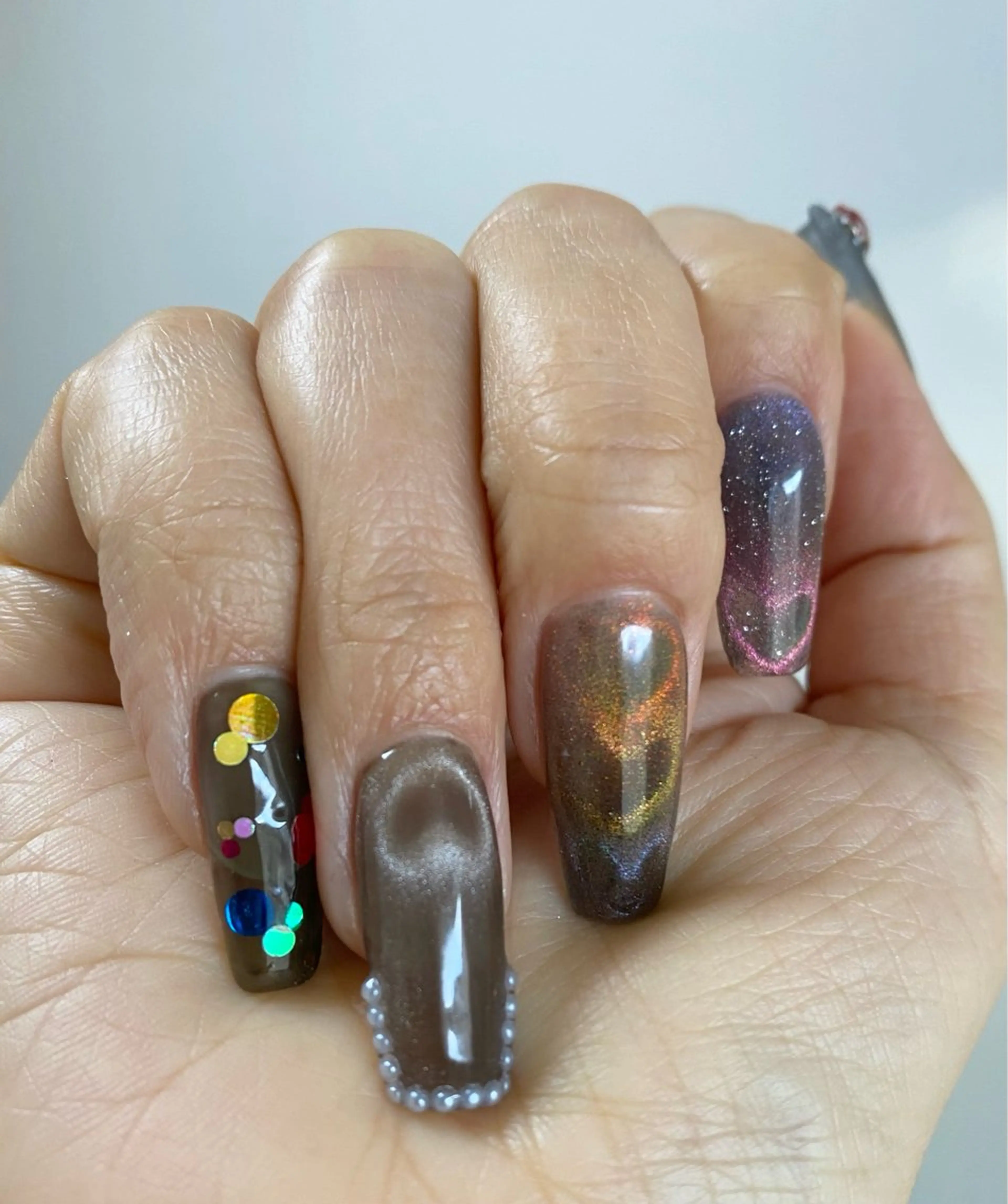 ネイル アートネイル ブルー フラッシュネイル ハート マグネットネイル 岩澤 恵子のネイルデザイン