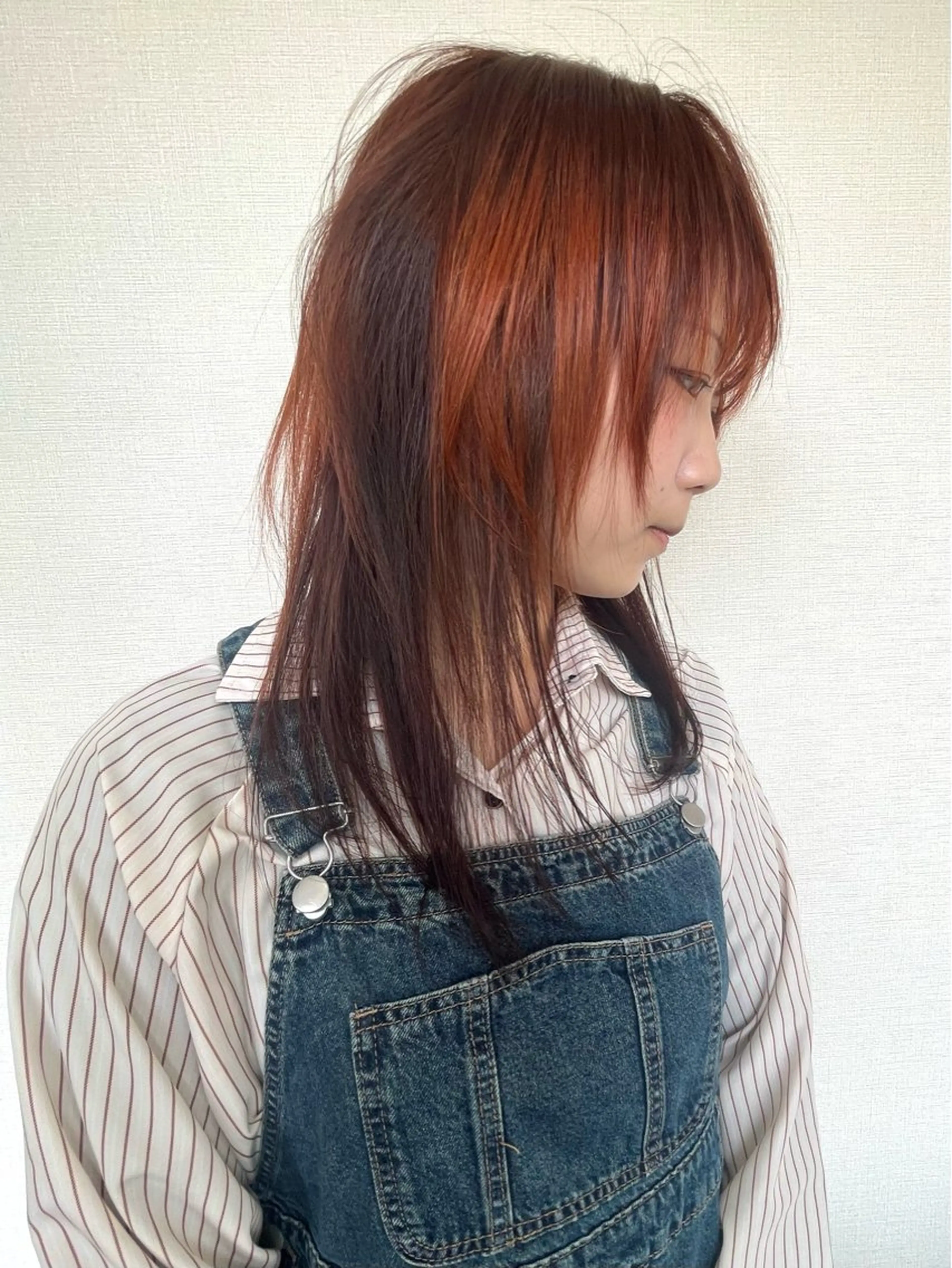 セミロング カラー オレンジ カット ヘアカラー トリートメント 田室 和幸のヘアスタイル