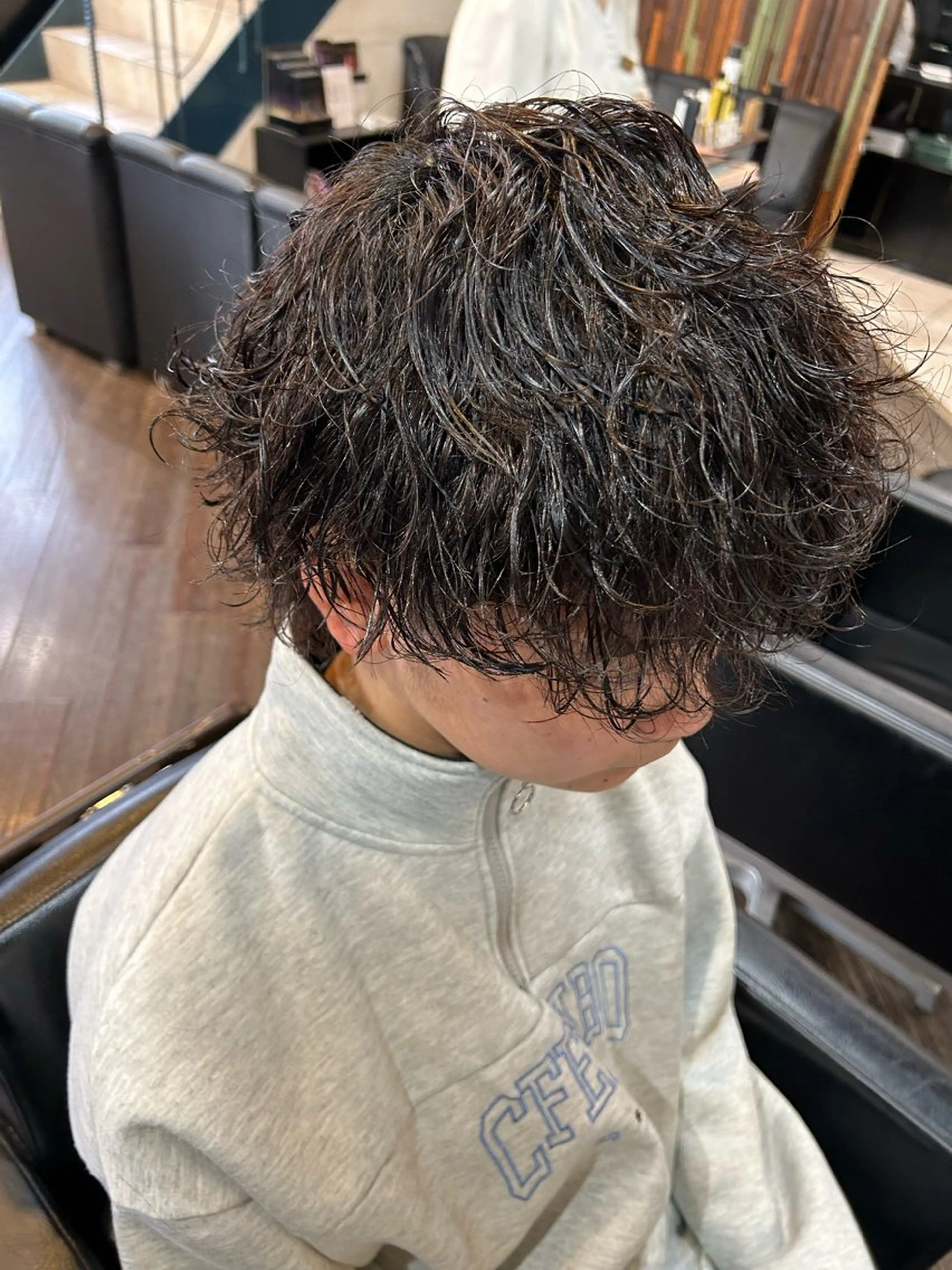 ミディアム パーマ メンズ 大阪/梅田/シャドウ パーマ/ノボリユウタのヘアスタイル