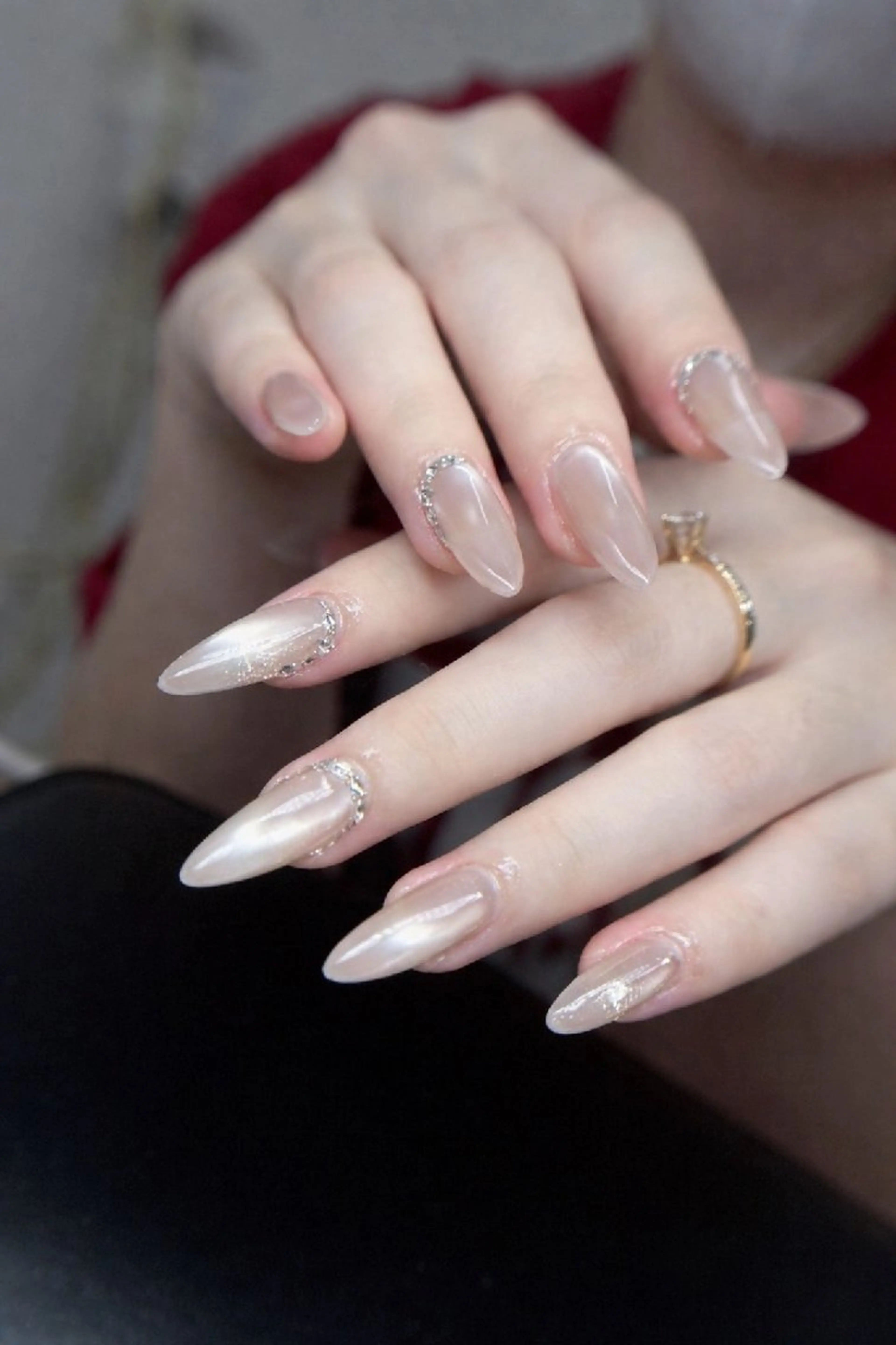 ネイル シンプルネイル ストーンネイル ハンドネイル 禅 nails所属・禅 博多駅ネイルサロンのネイルデザイン