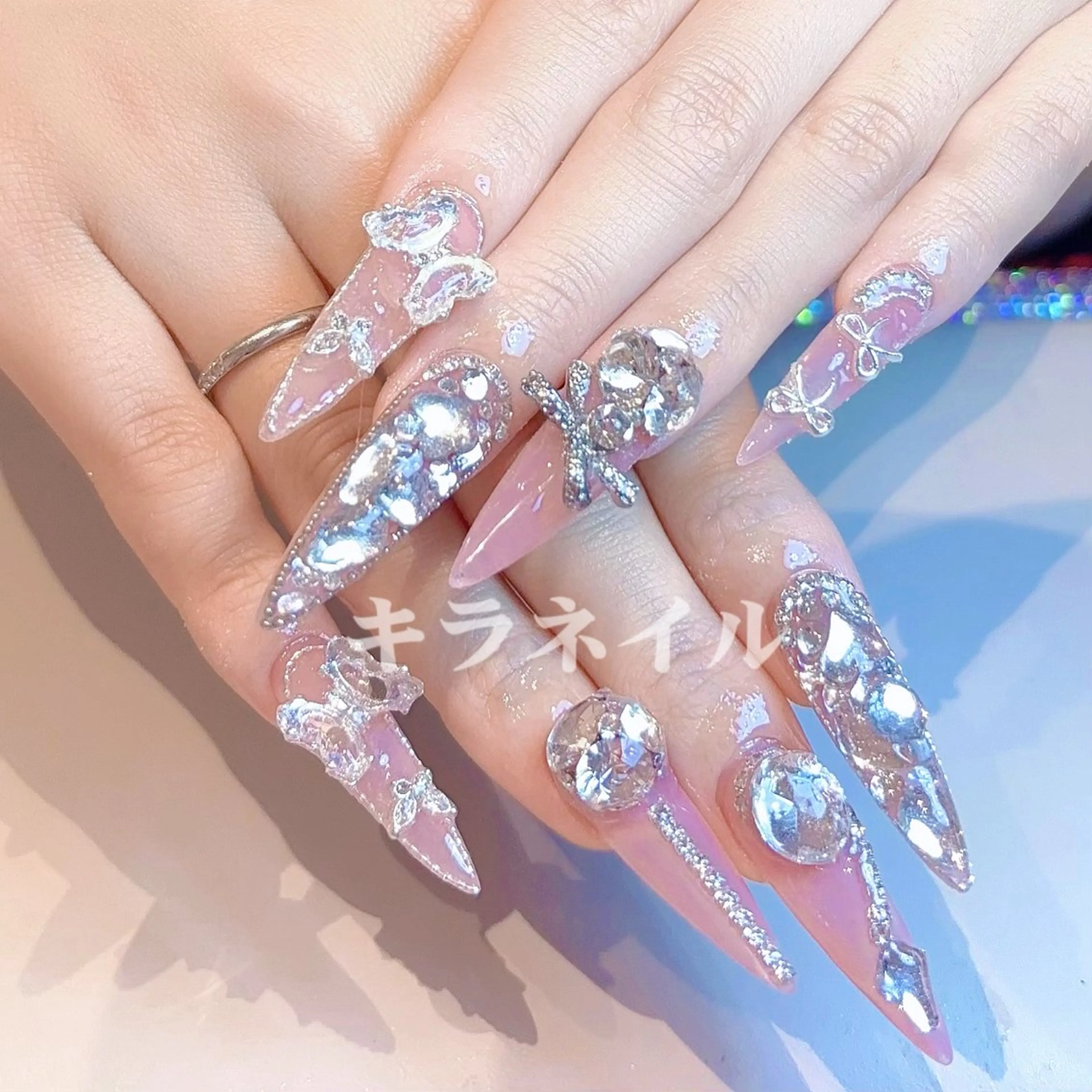 ネイル ハンドネイル 🎀kira 長さだし💗モチ最高のネイルデザイン