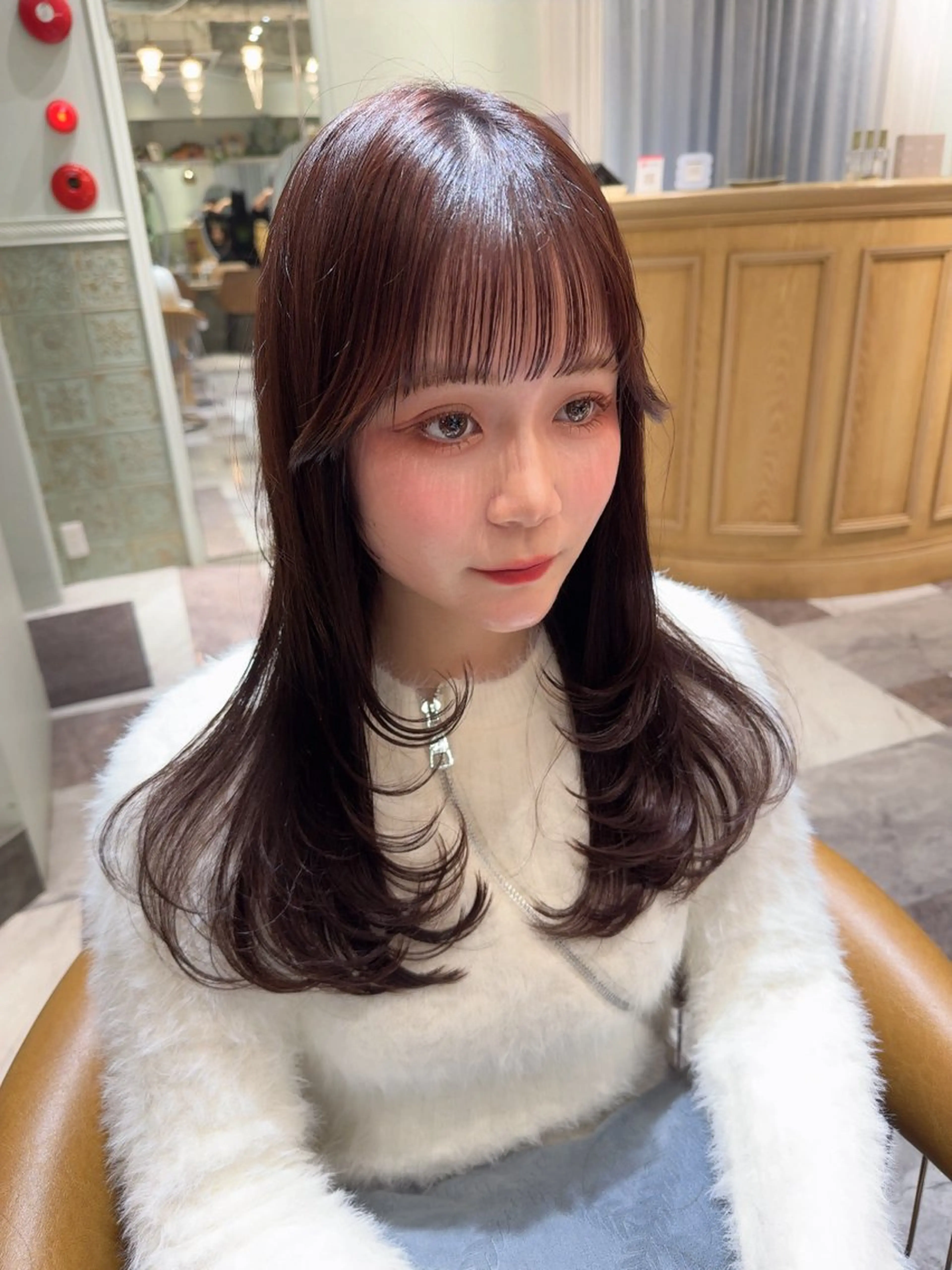 セミロング カラー ベージュカラー 黒髪 ブリーチ ブルーカラー ブルーブラック 木屋元一/透明感 /前髪/ショートボブのヘアスタイル