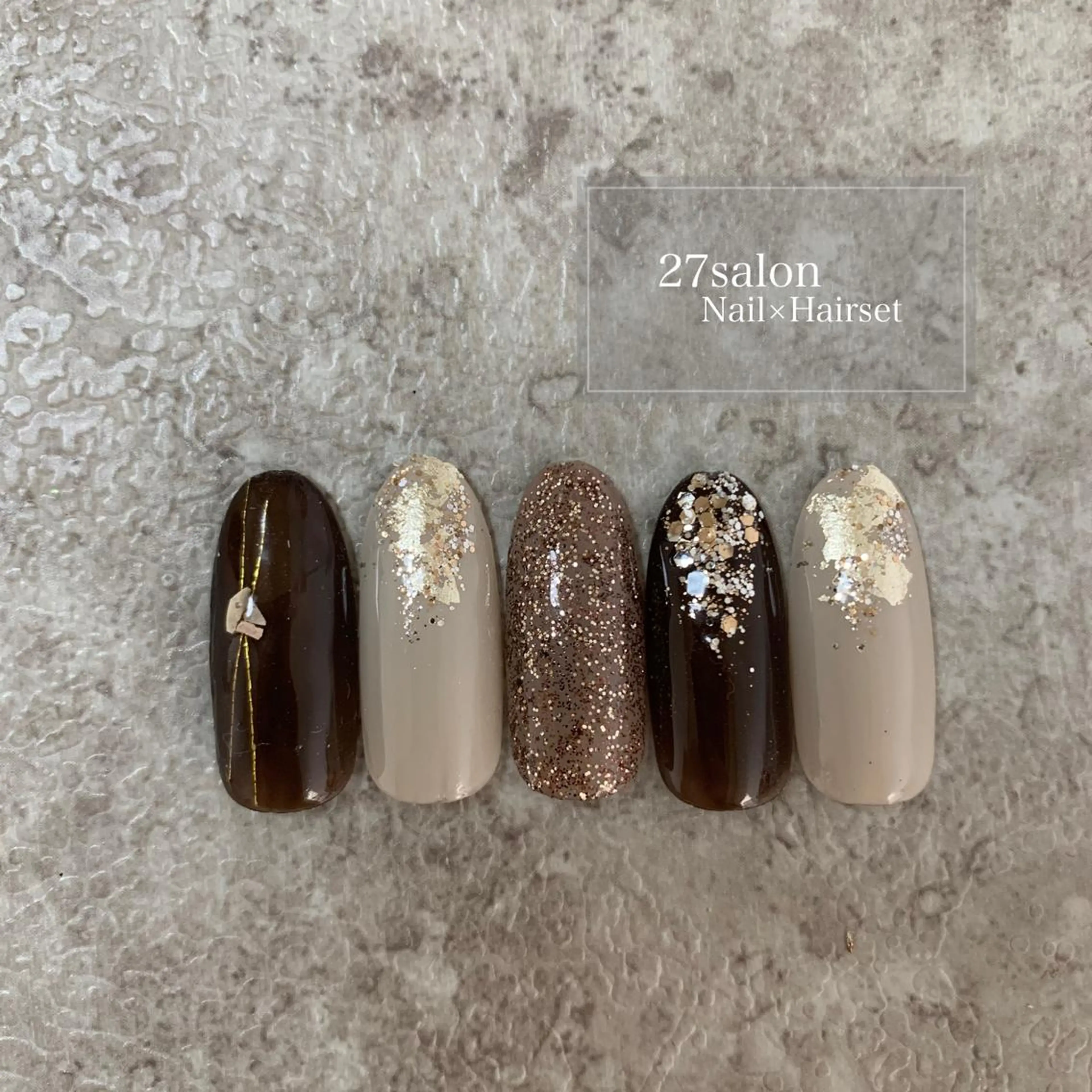 ネイル ブラウン ニュアンスネイル バレンタイン 27salon yuinaのネイルデザイン