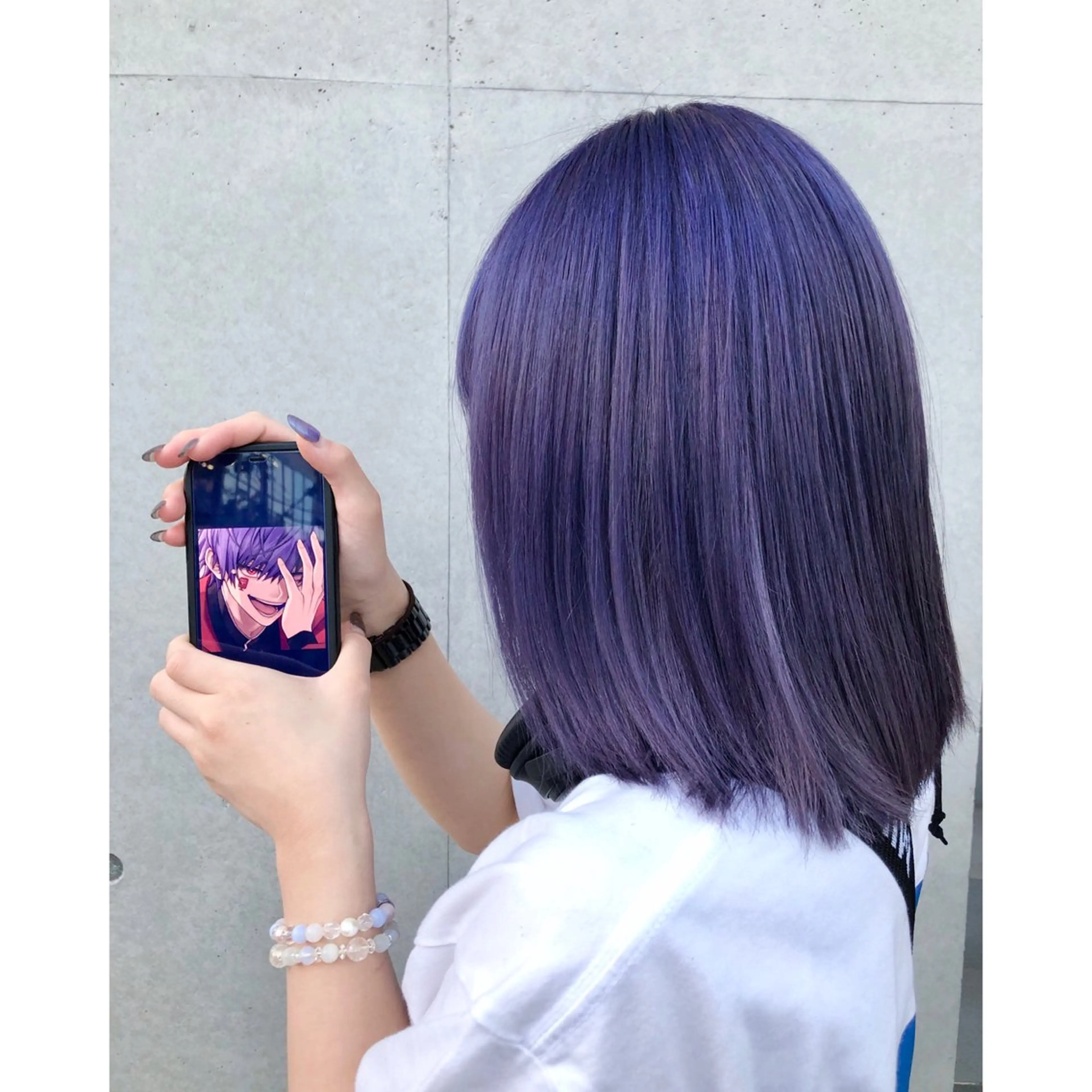 ミディアム カラー ブリーチ ブルーカラー ブルーラベンダー ブルーバイオレット ケアブリーチ 推しカラー✨ オタク美容師ユウカのヘアスタイル