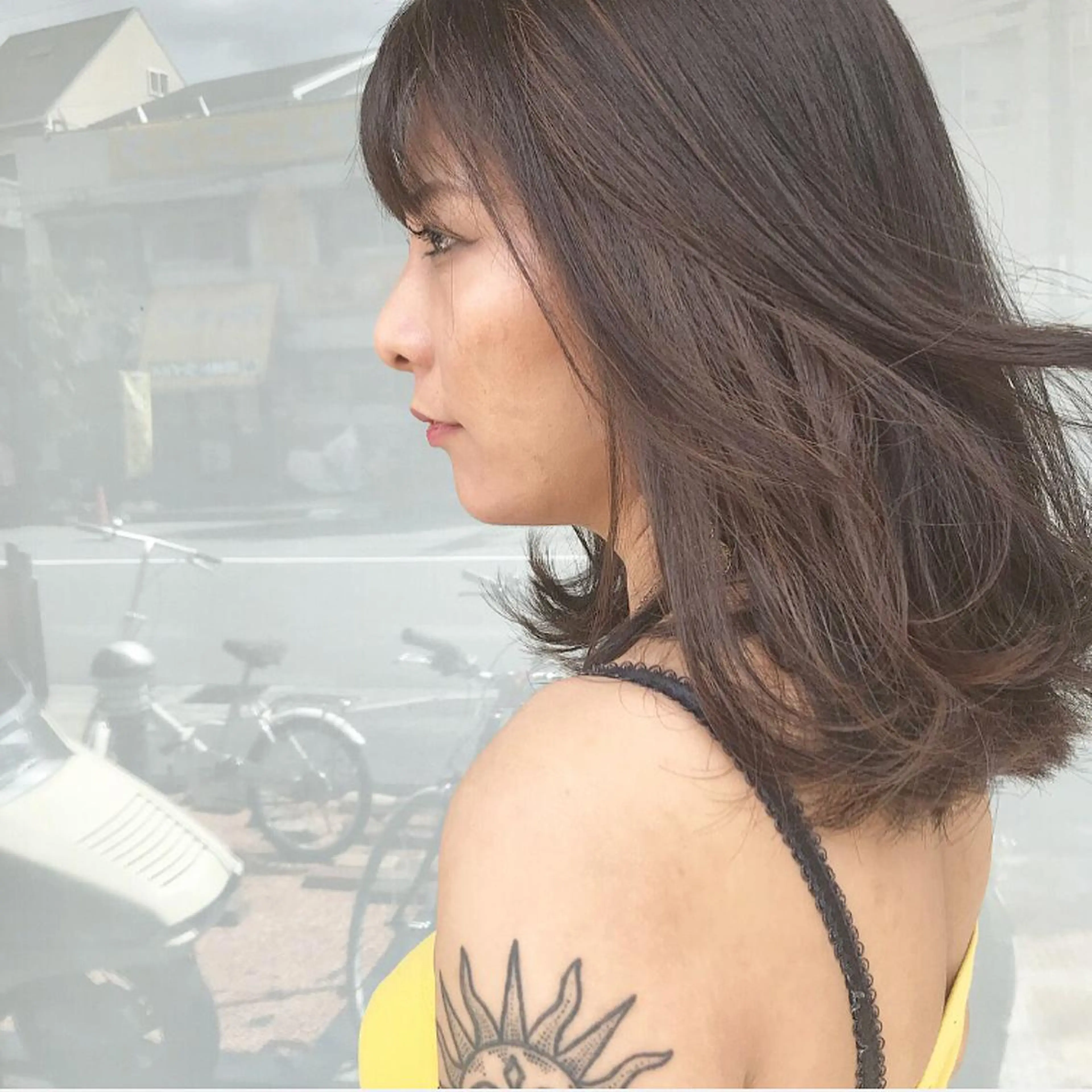 ミディアム カラー ヘアアレンジ ハイライトカラー ハイライト カット ヘアカラー トリートメント Kawaguchi Arisaのヘアスタイル