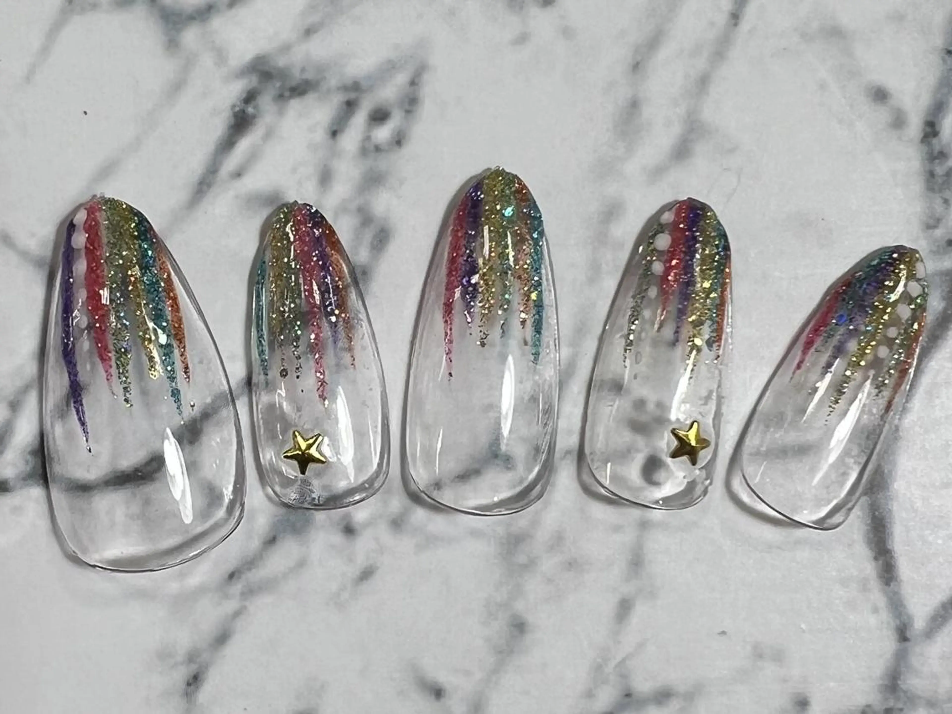 ネイル ❤️💛🩵京橋 痛ネイル⭐️3Dのネイルデザイン