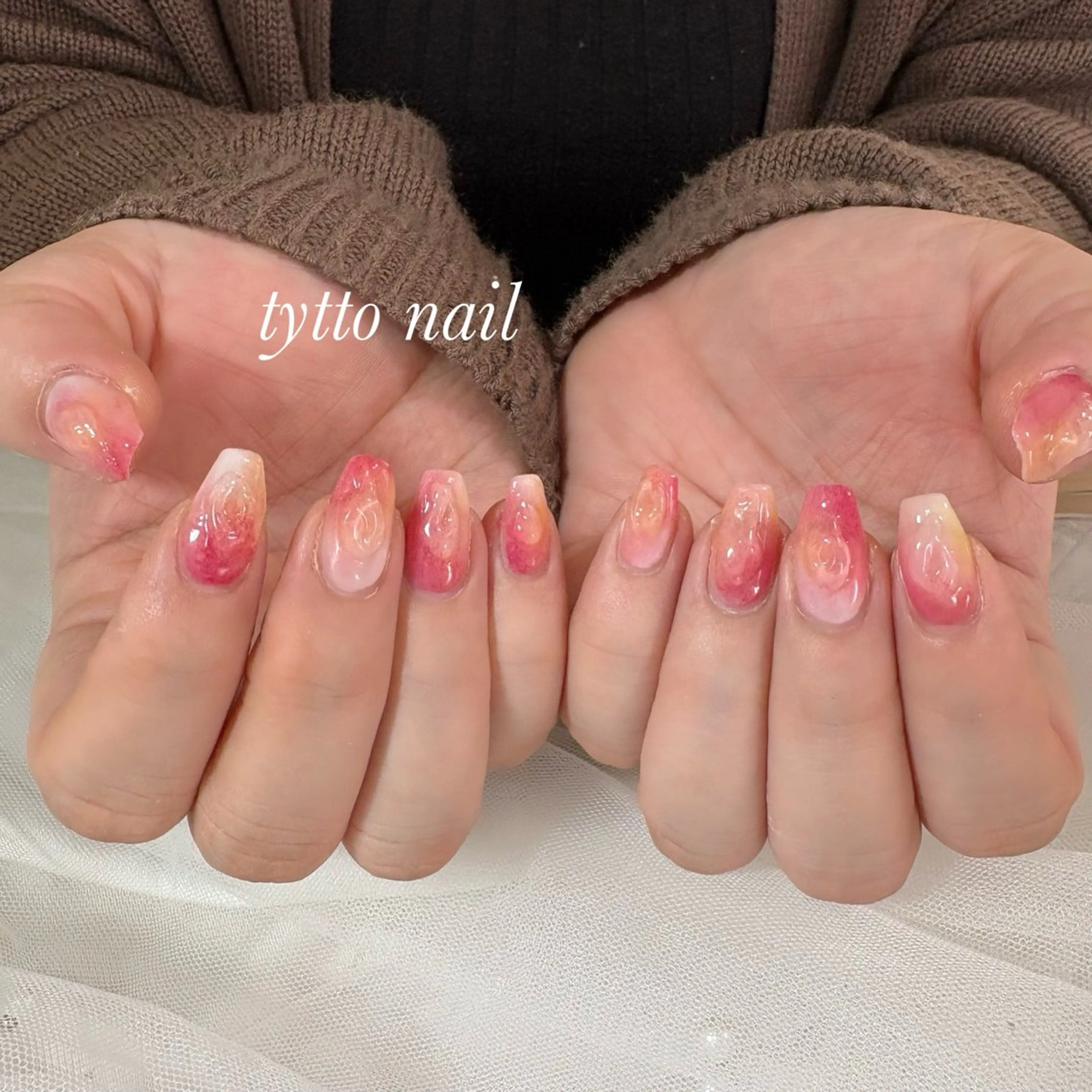 ネイル ガーリー 韓国ネイル ニュアンスネイル ワンカラーネイル ピンク ハンドネイル tytto nail ❤︎‪‪eri‪‪のネイルデザイン