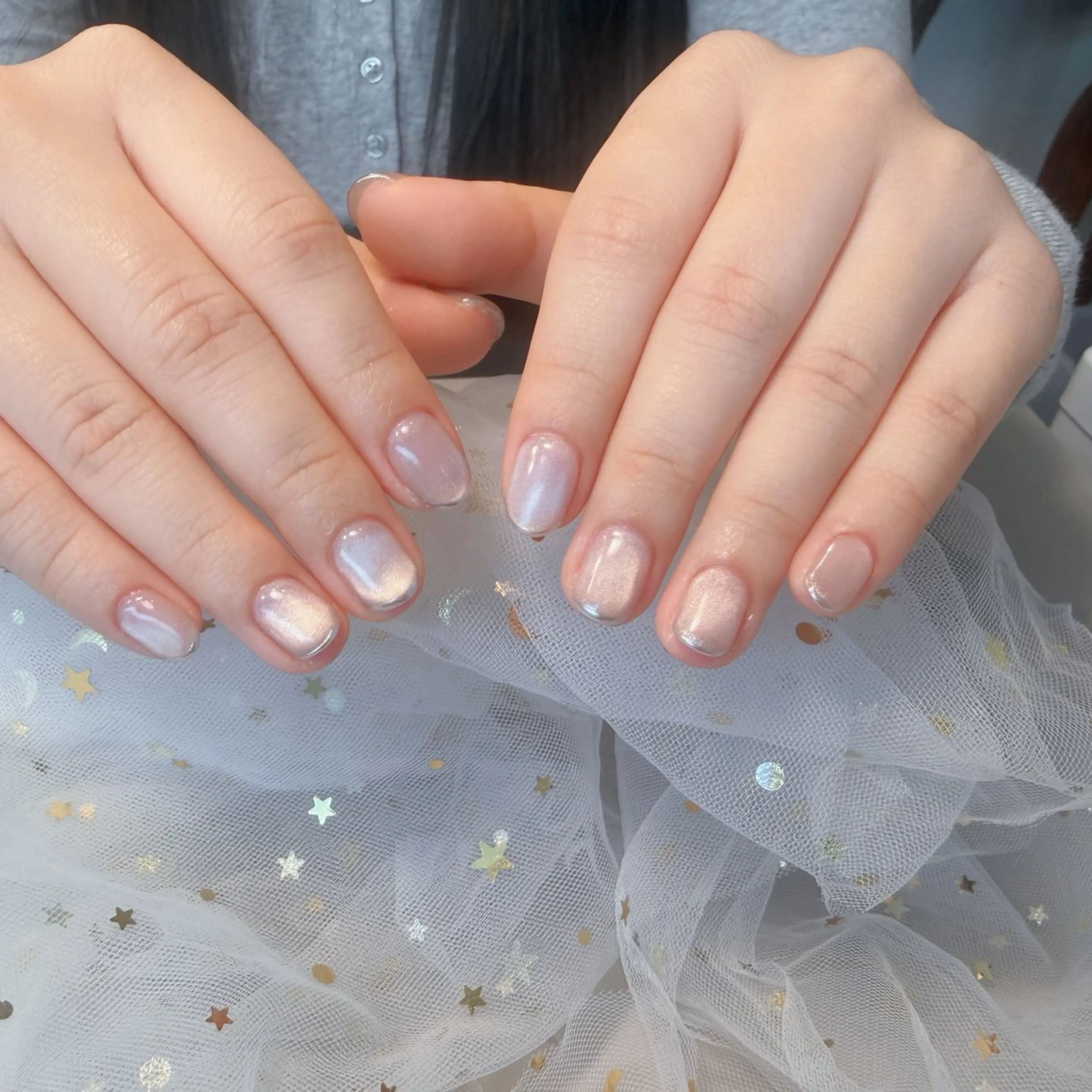 ネイル フレンチネイル マグネットネイル マグネットフレンチ ミラーネイル U.MI Nail Salonのネイルデザイン