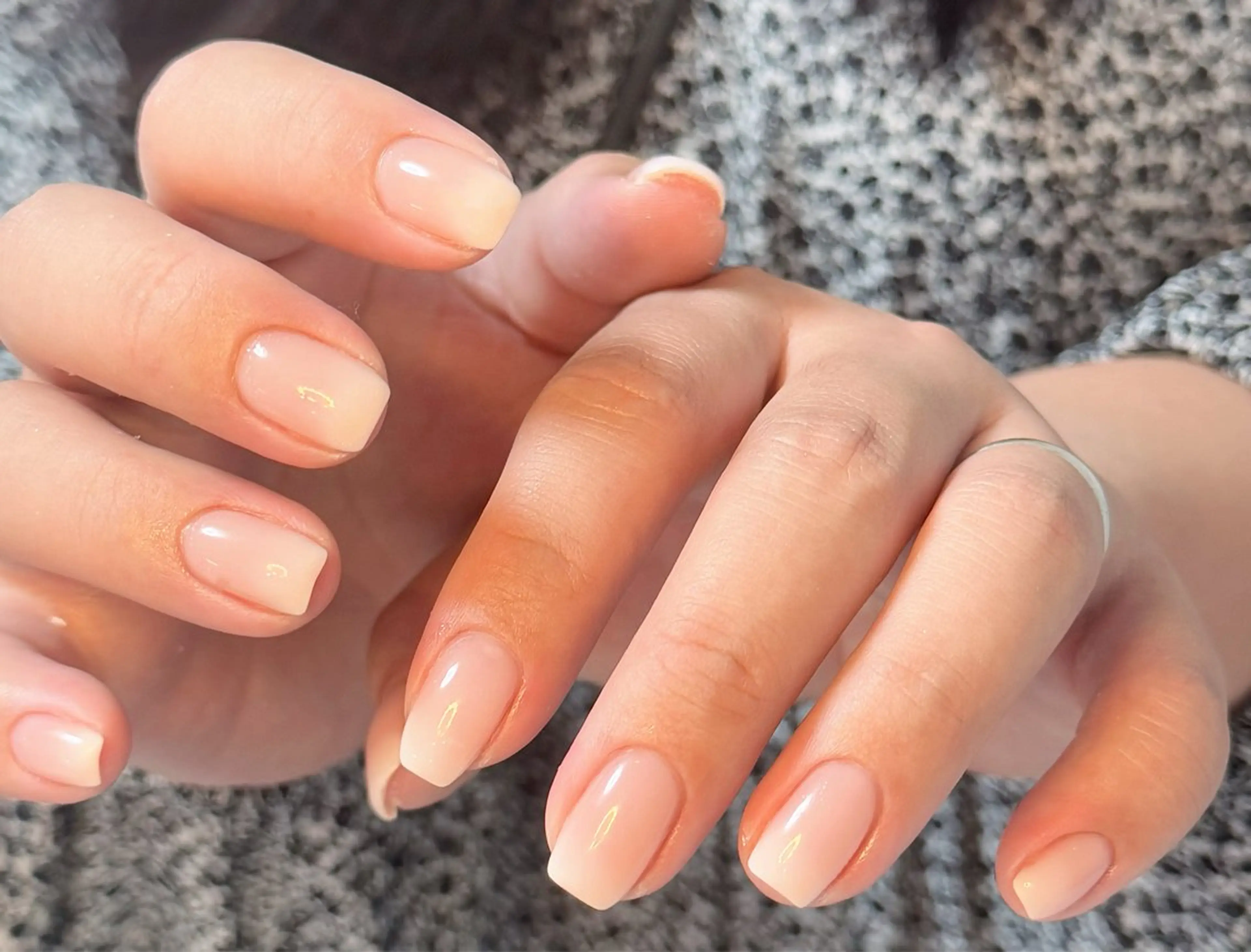 ネイル アートネイル オーロラネイル チークネイル フレンチネイル ガラスフレンチ ハンドネイル 🎀🎀YooLi Nail Salonのネイルデザイン