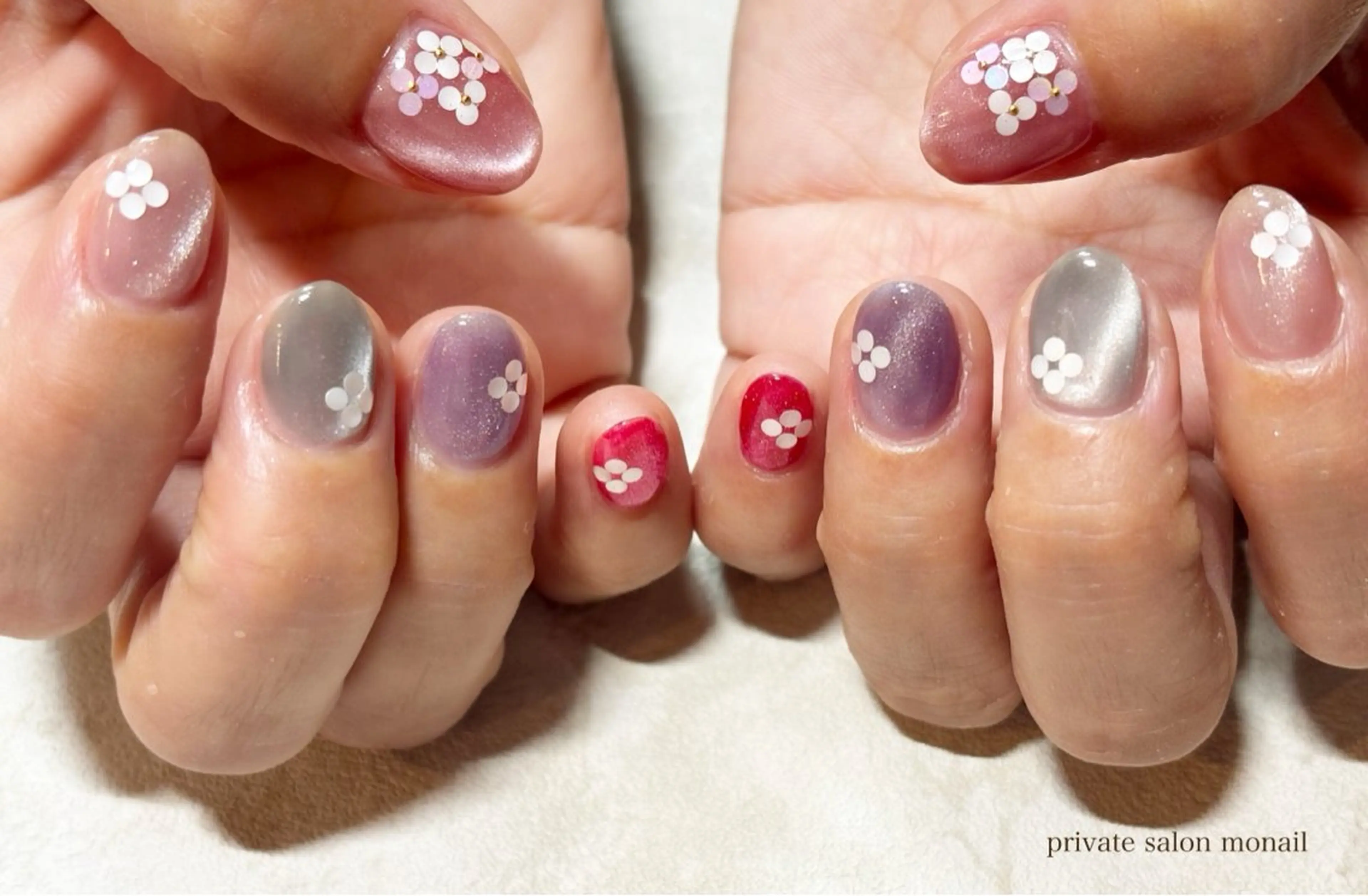 ネイル フラワーネイル マグネットネイル ハンドネイル nail salon monailのネイルデザイン