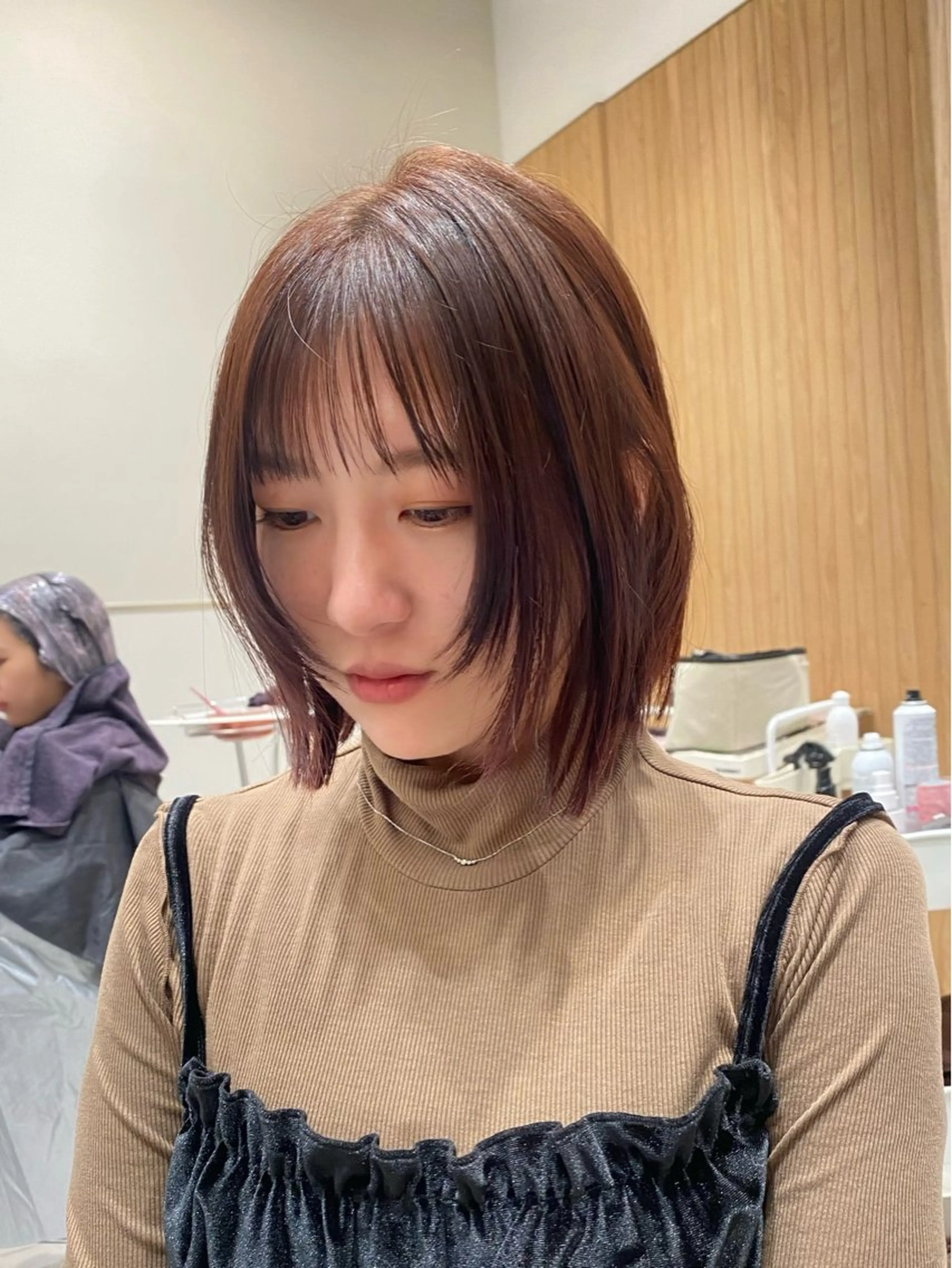 ミディアム カラー パーマ ヘアアレンジ ヘアカラー 小野寺瑞希 /最小顔カットのヘアスタイル