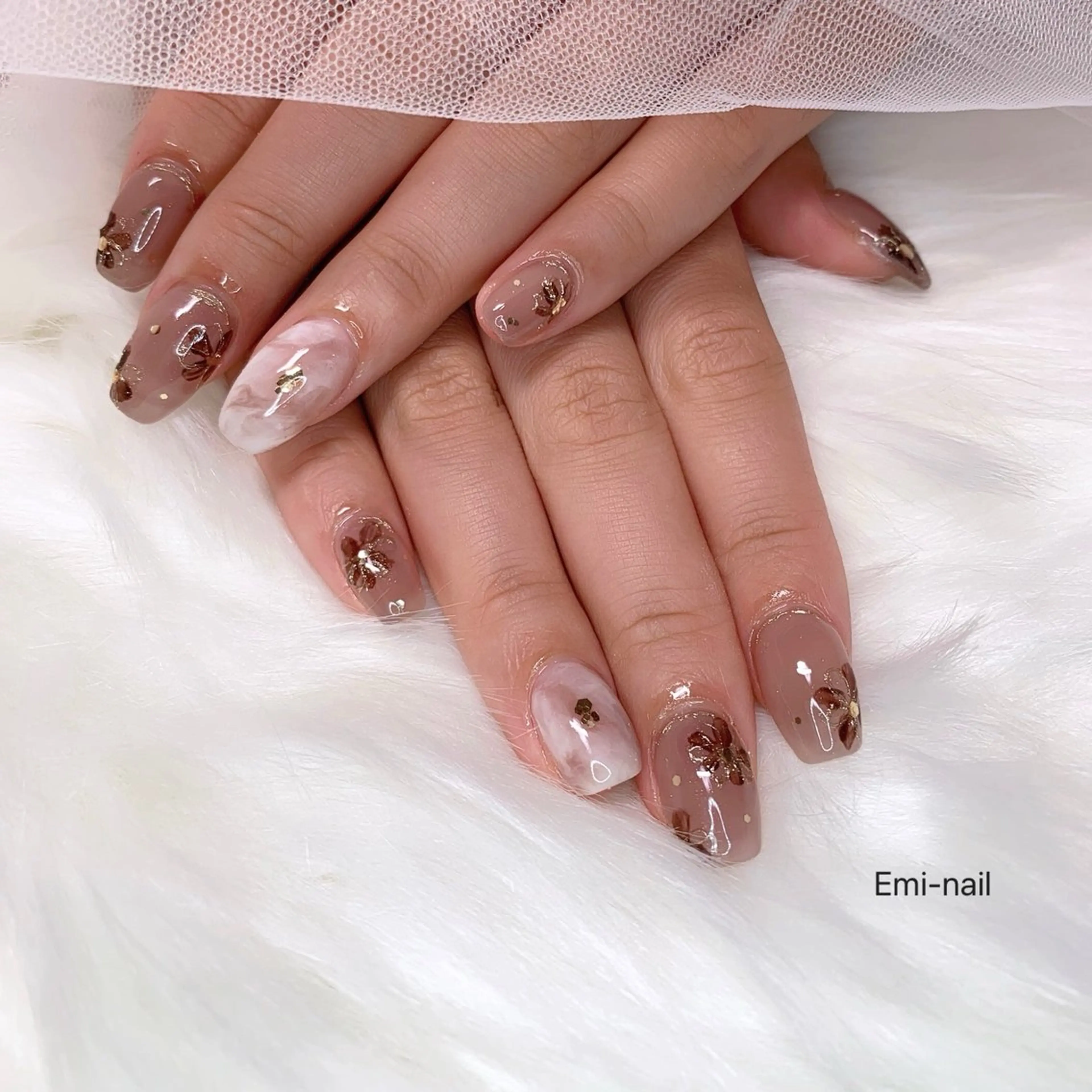 ネイル フラワーネイル ニュアンスネイル ハンドネイル Emi-nail 江﨑のネイルデザイン