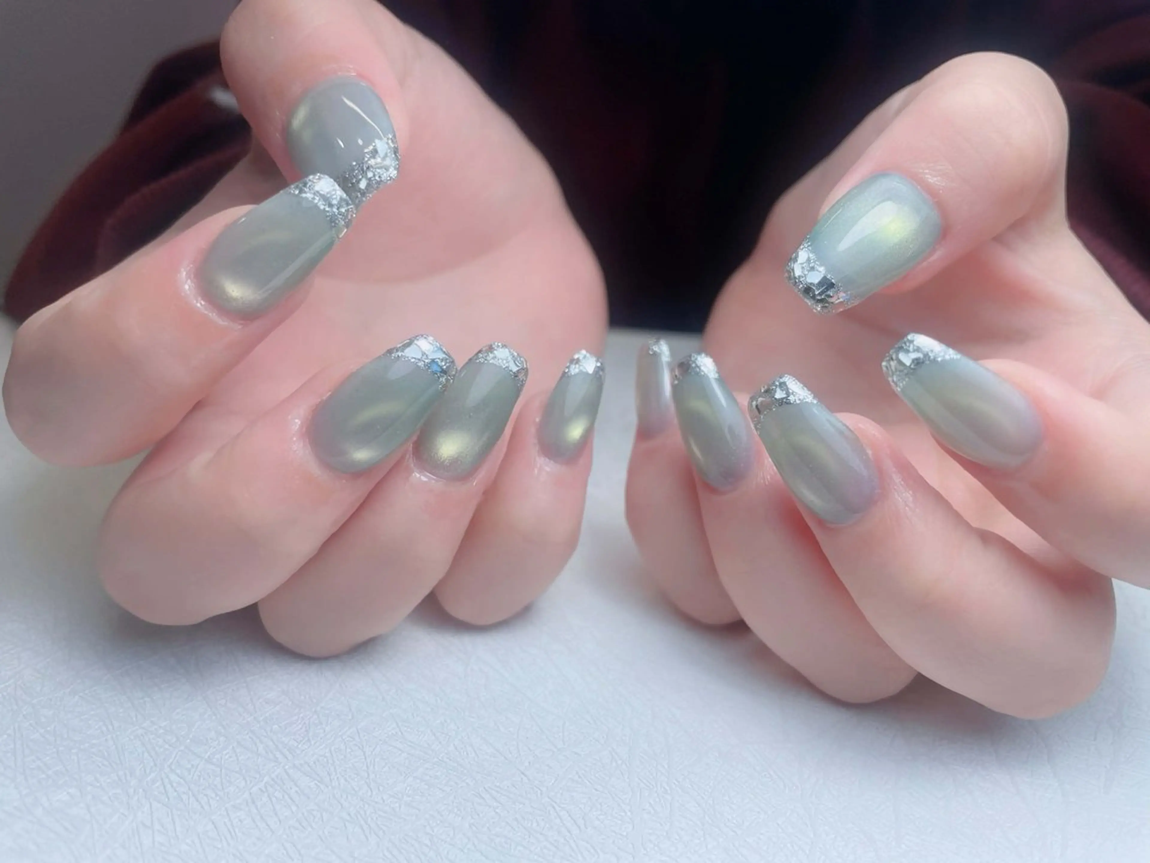 ネイル 長さ出し フットネイル フレンチネイル ジェルネイル ガラスフレンチ ハンドネイル 中野駅から2分 MEO NAILのネイルデザイン