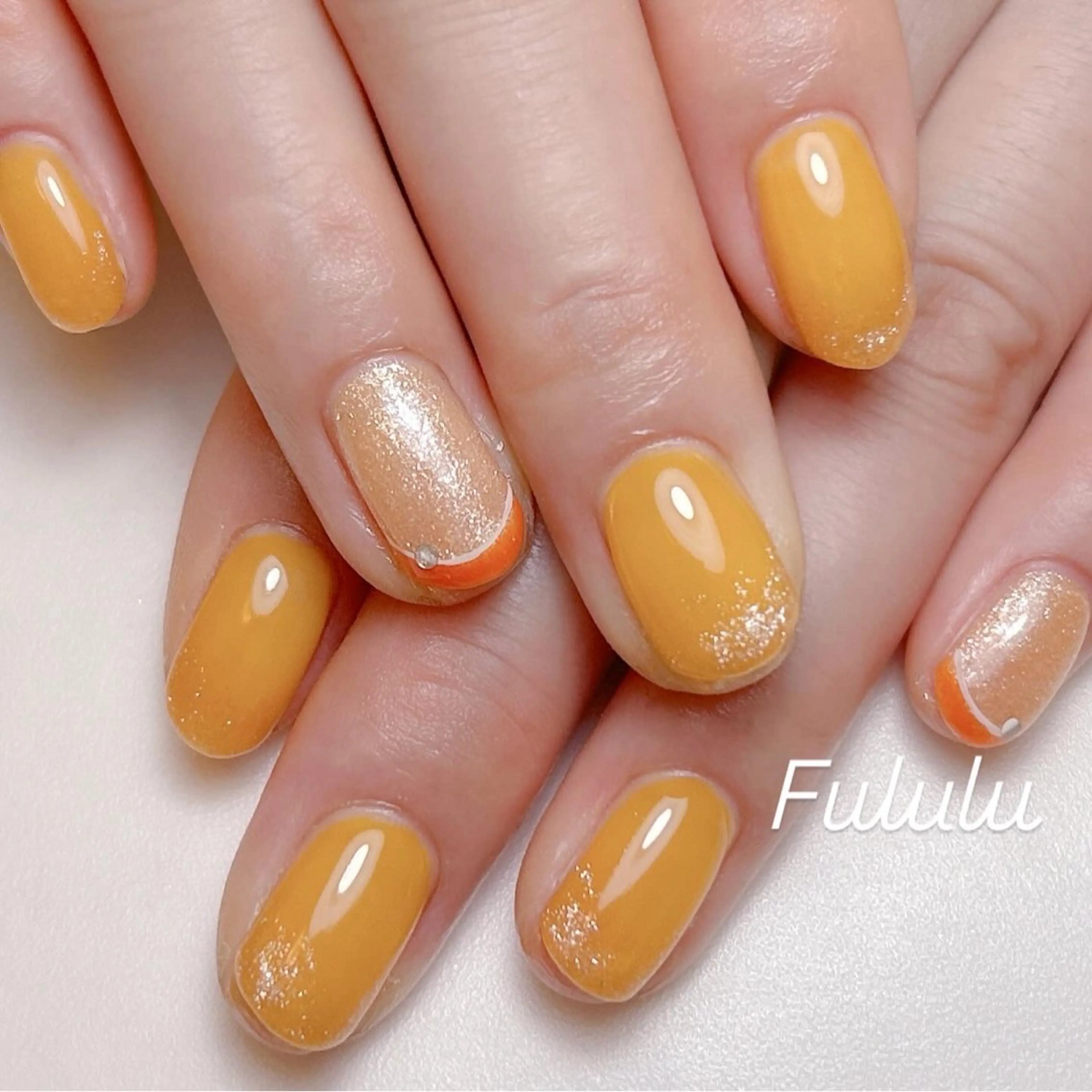 ネイル 持ち込み オレンジ Fululu nailのネイルデザイン