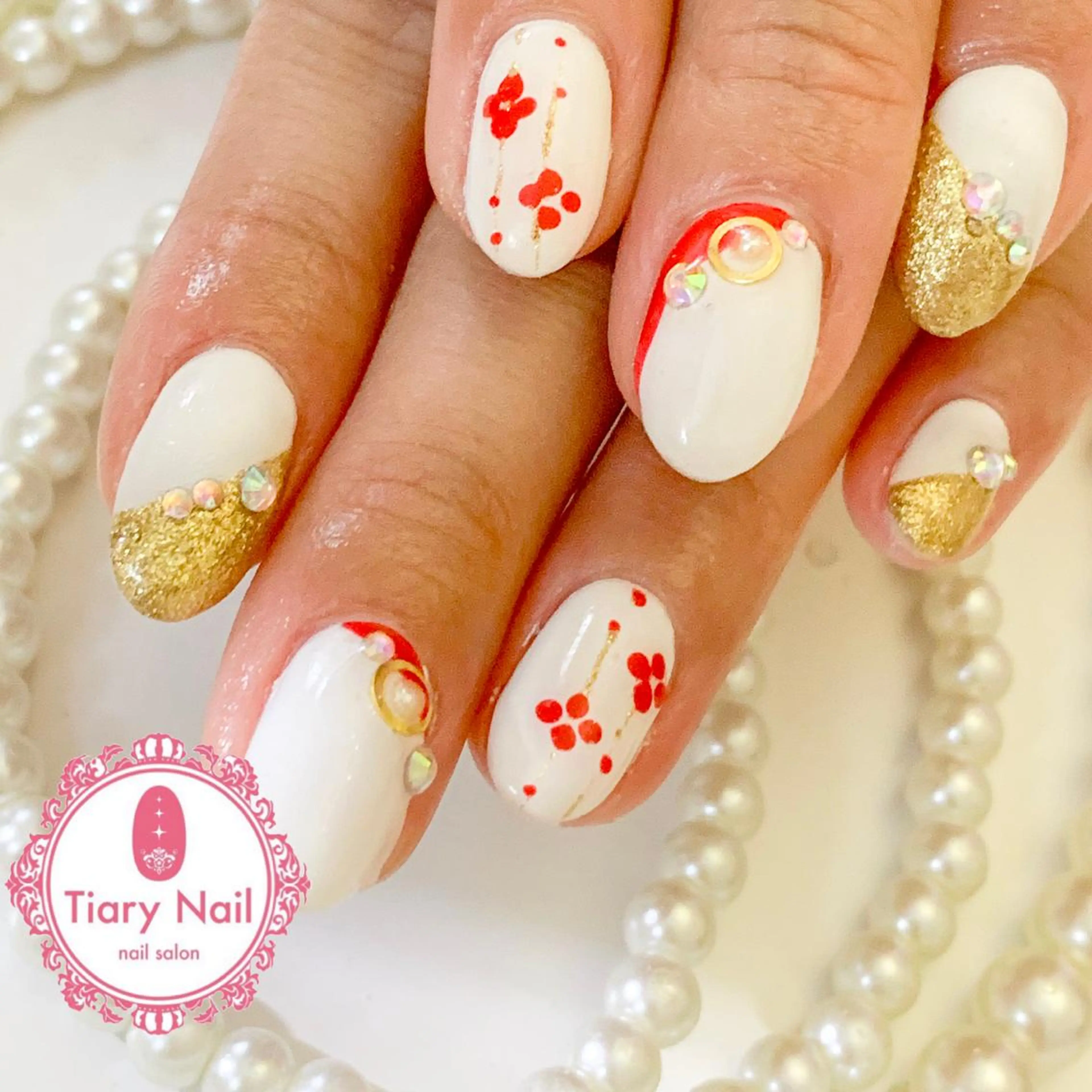 ネイル 桜ネイル 成人式 オフィスネイル 💗🪽Tiary Nail🪽💗のネイルデザイン