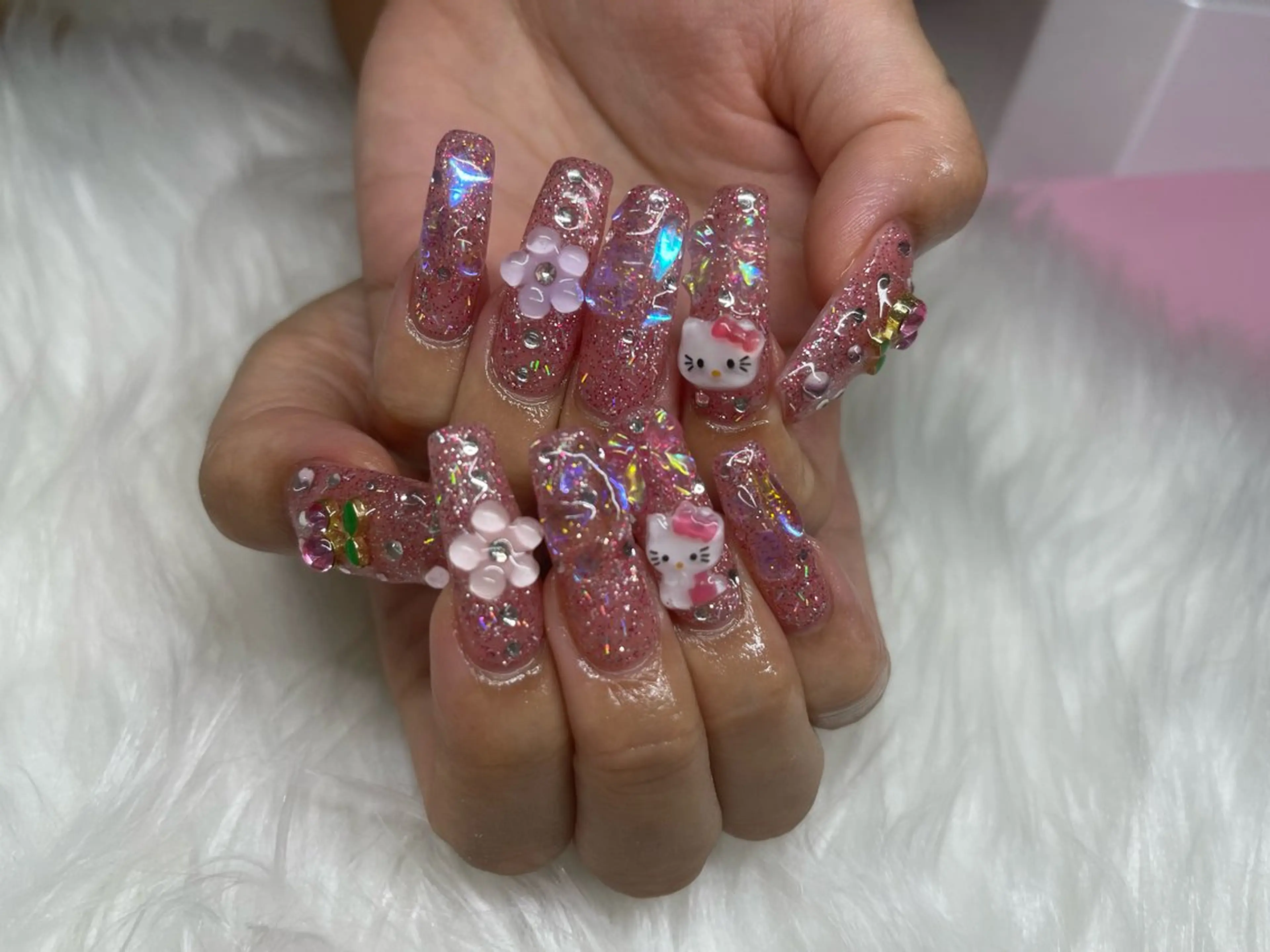 ネイル ジェルネイル 韓国ネイル 水色 ロングネイル パラジェル ハンドネイル 舞 ねいるのネイルデザイン