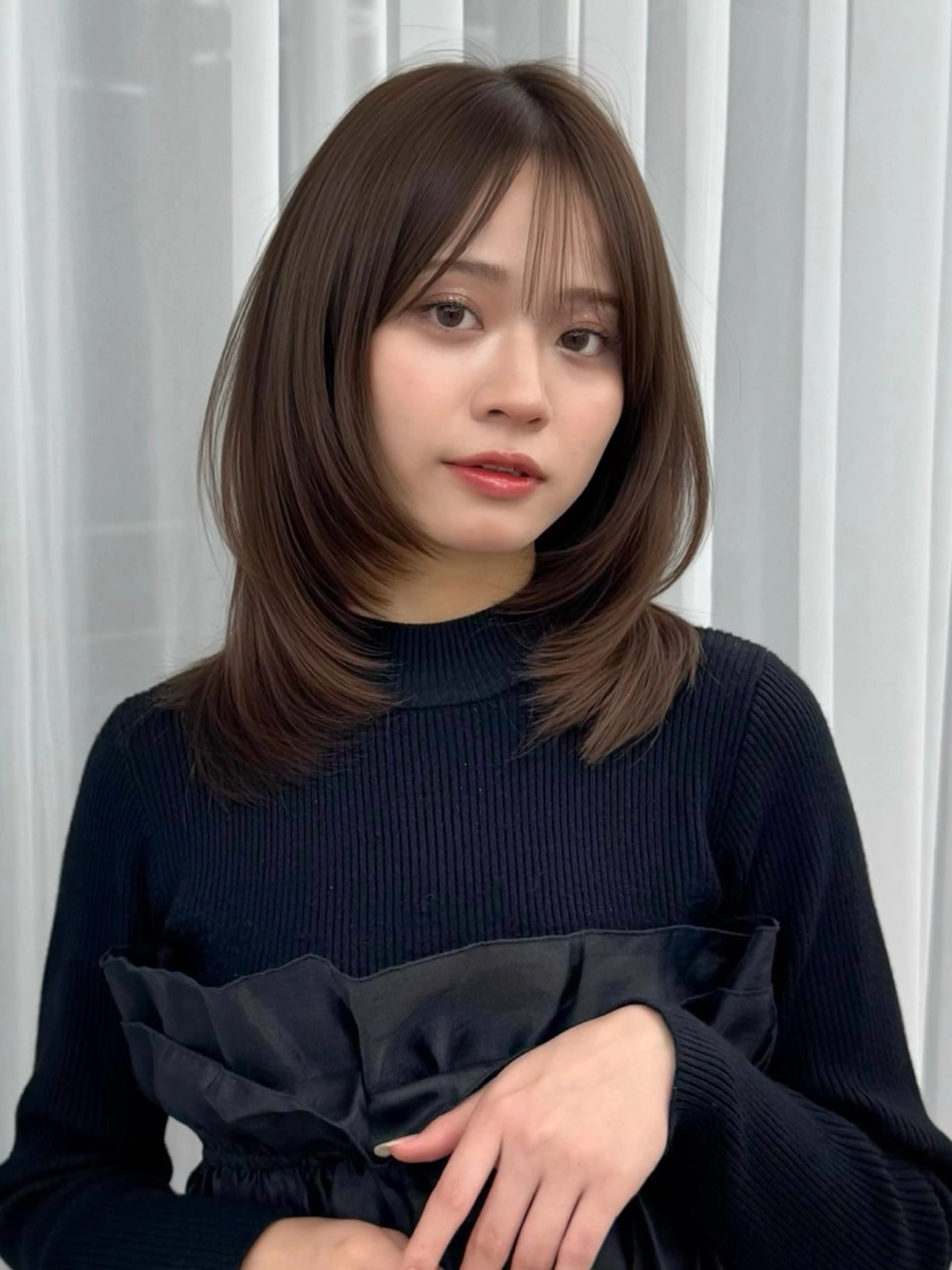 ミディアム カラー ヘアアレンジ カット ヘアカラー トリートメント 顔周り&ミディアム 特化/池袋/kokiのヘアスタイル
