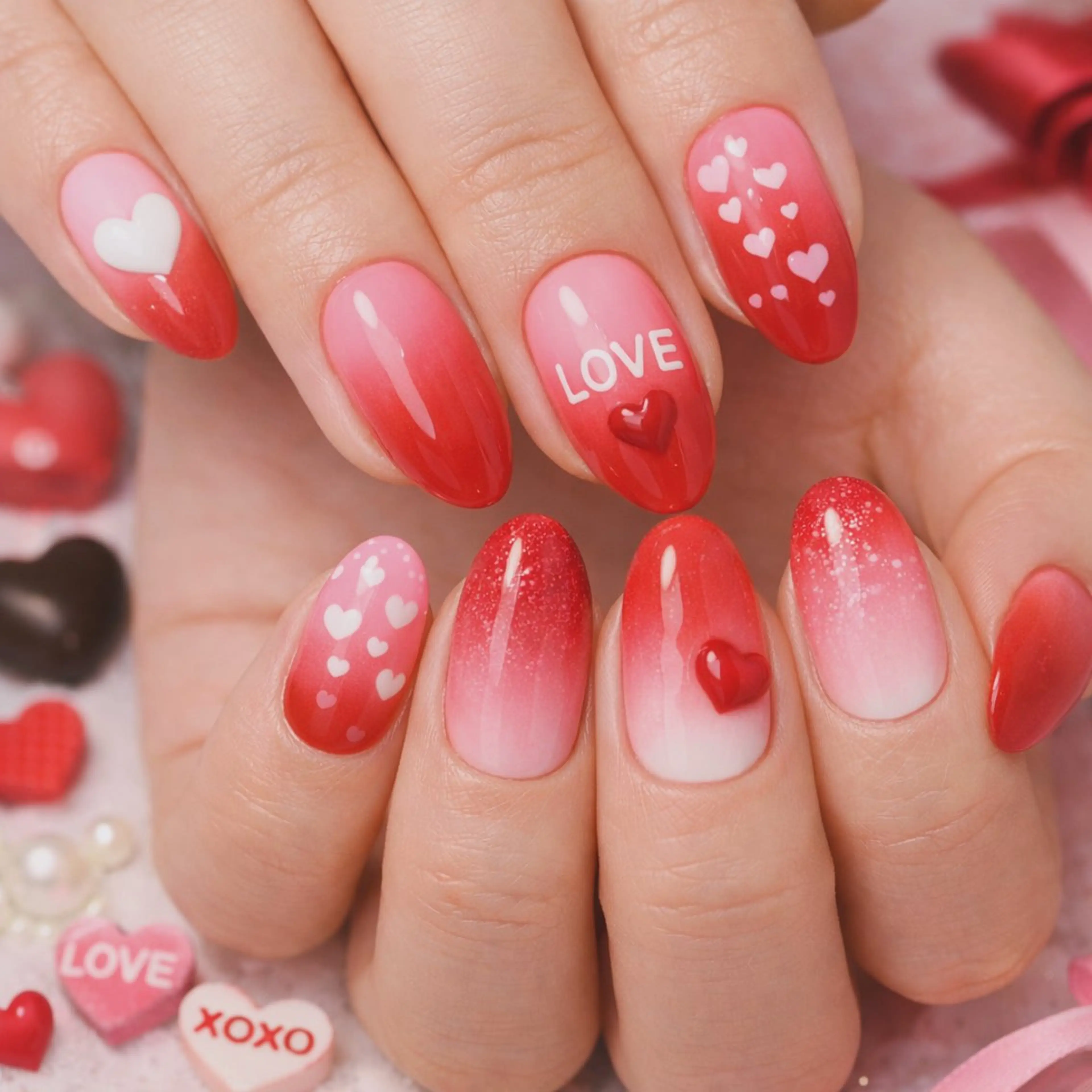 ネイル バレンタイン ハンドネイル Roger 舞のネイルデザイン