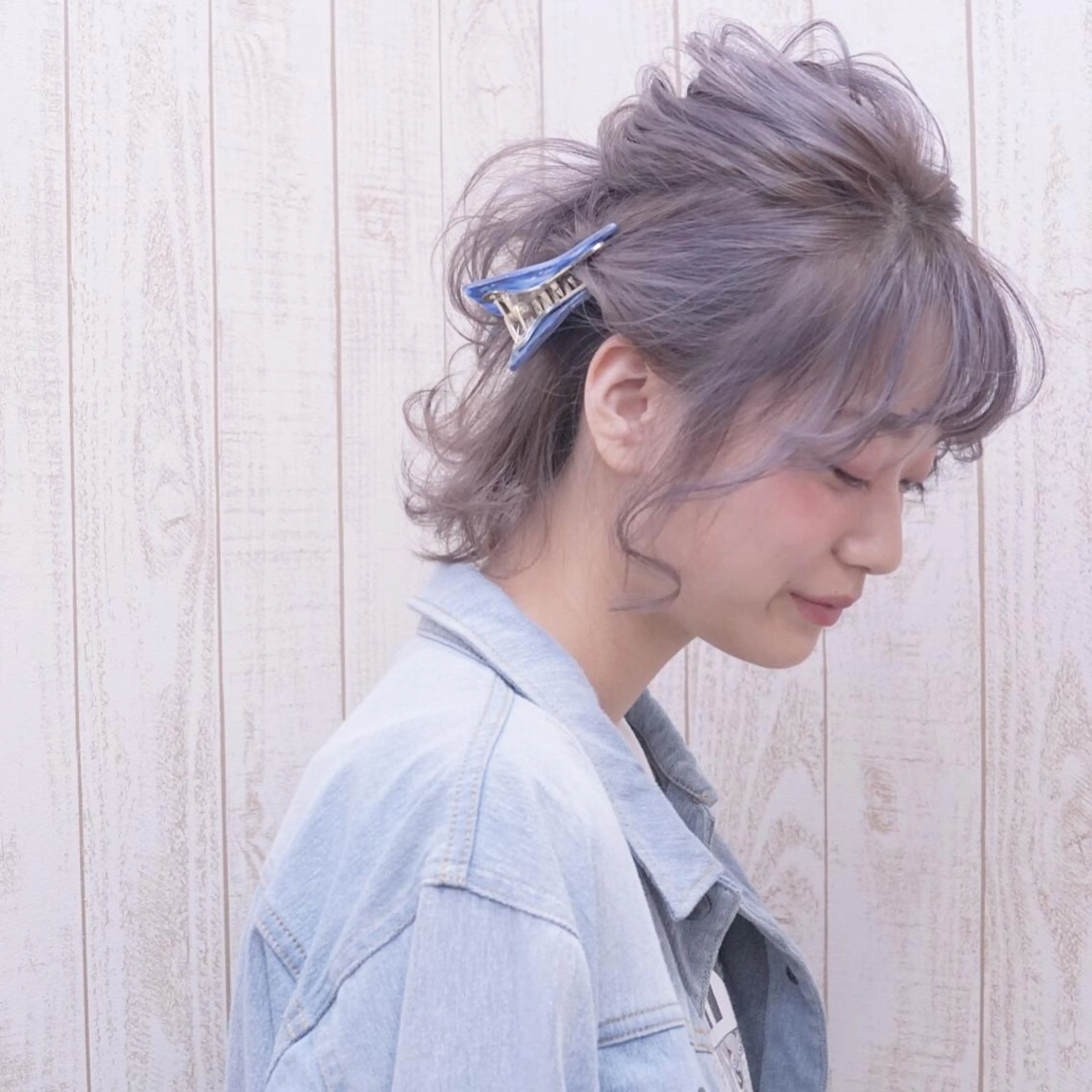 ショート カラー パーマ ヘアアレンジ パープルカラー ボブ ショートヘア 髪質改善、エクステ 山口卓哉のヘアスタイル