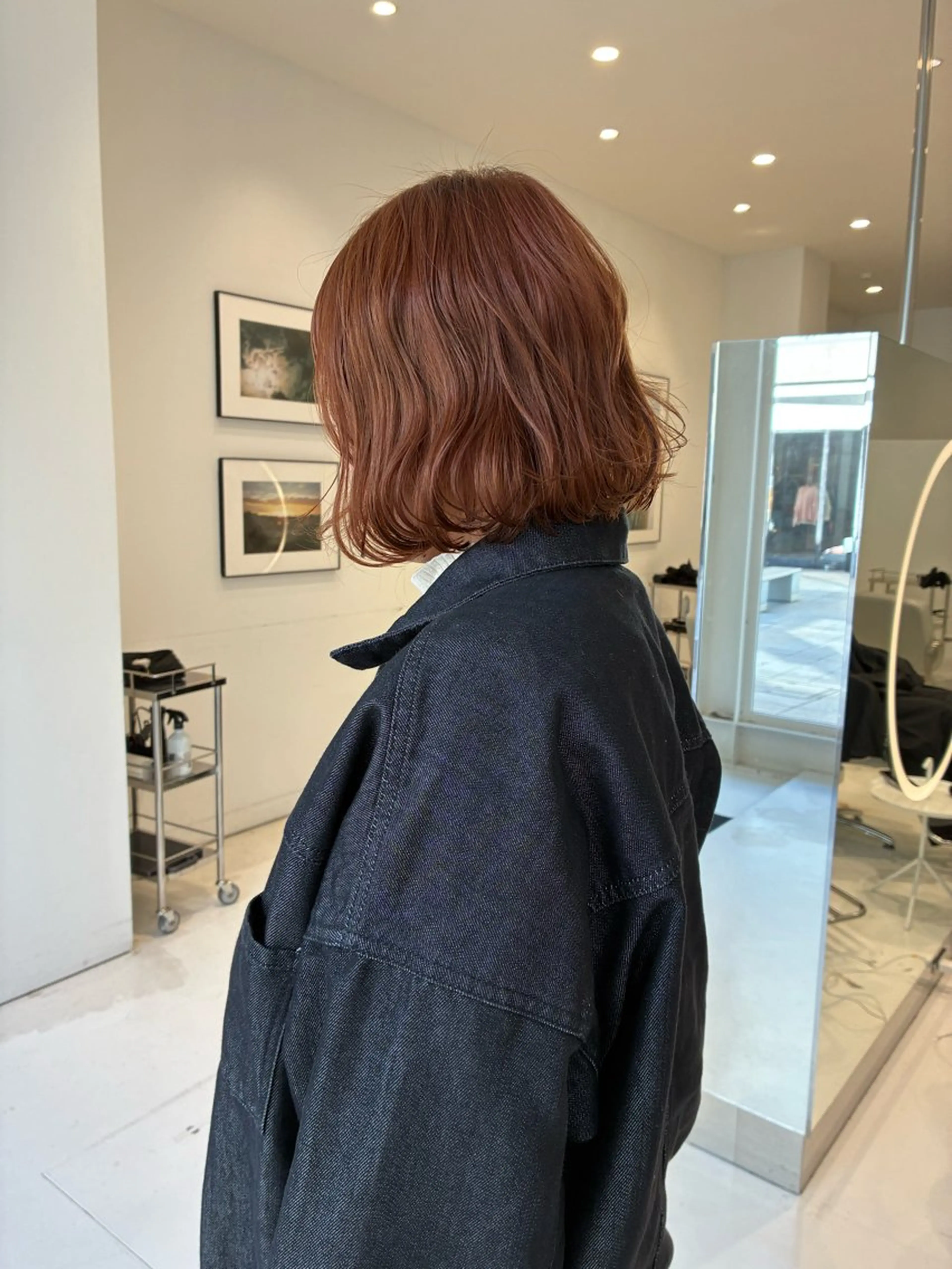 ミディアム オレンジブラウン ボブ ヘアカラー cono noughtのヘアスタイル