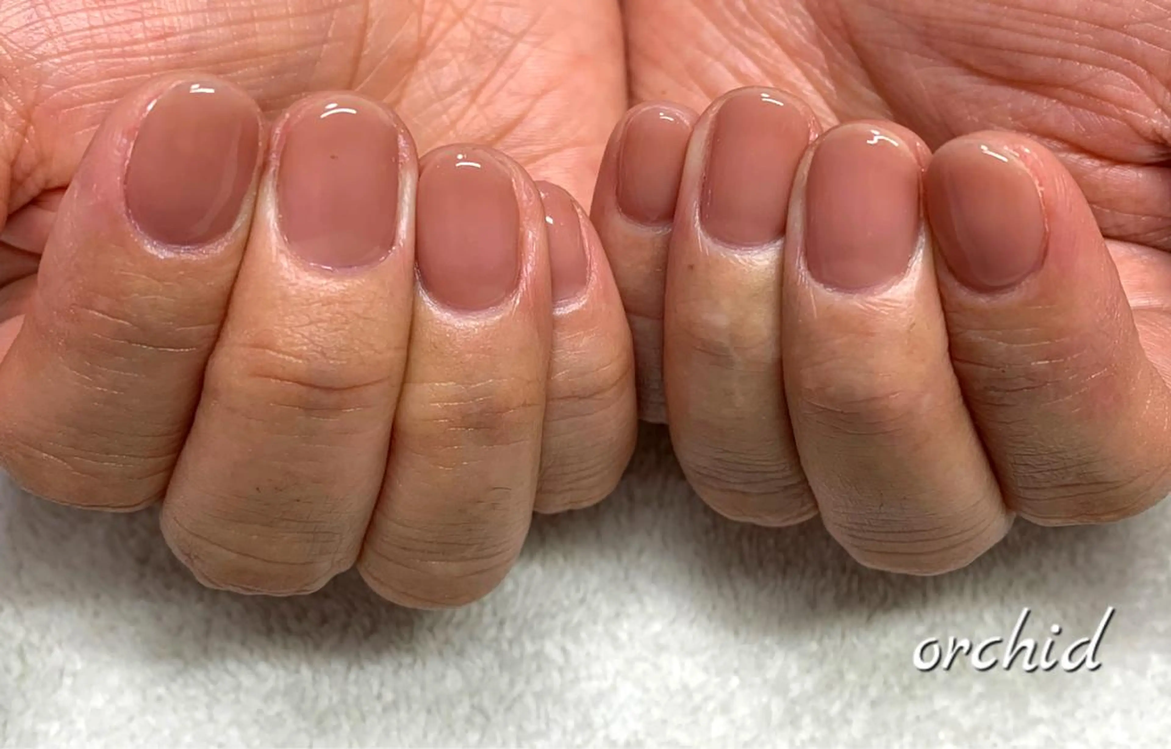 ネイル 氷ネイル・うるうるネイル ワンカラーネイル orchid ♡オーキッドのネイルデザイン