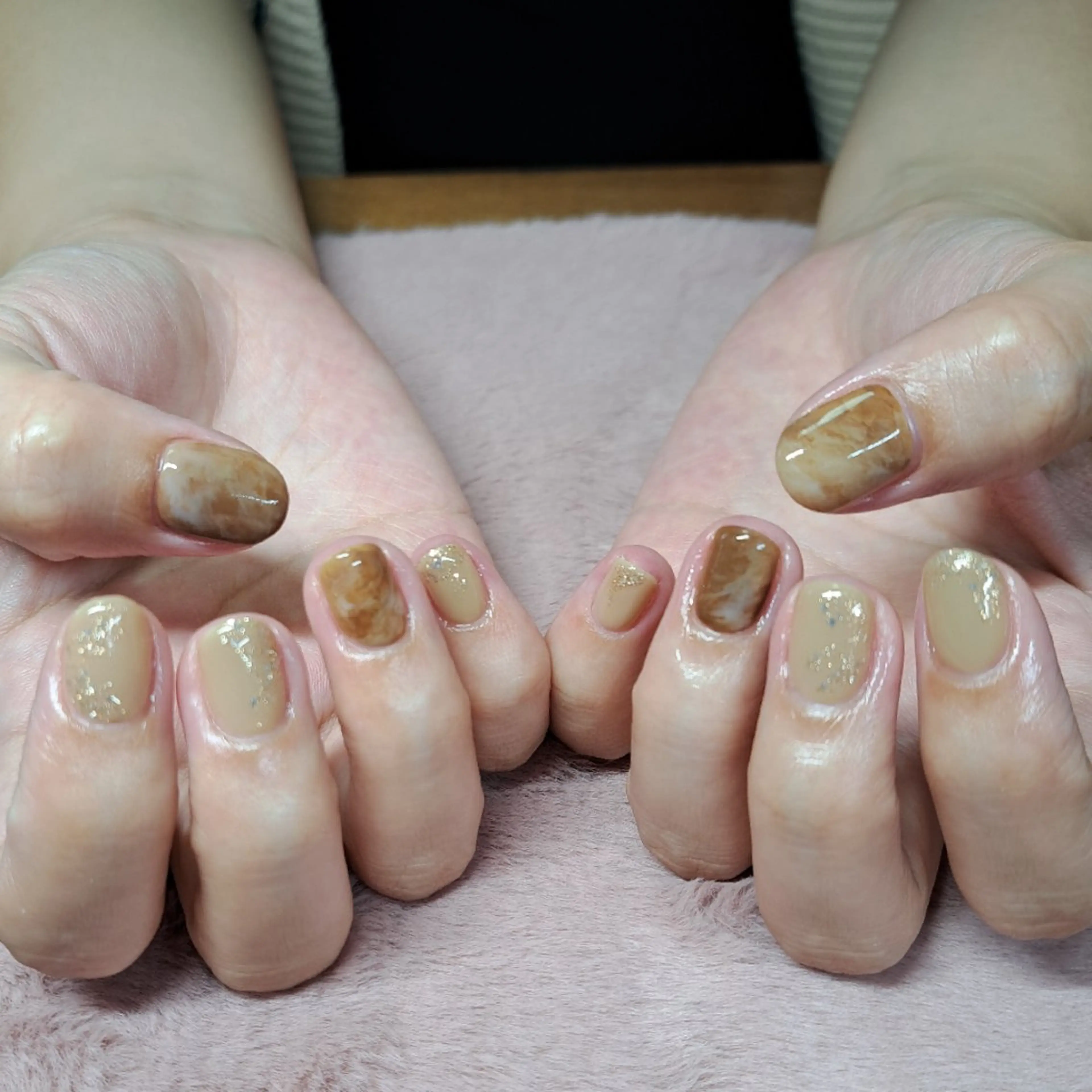 ネイル アートネイル ラメ(グリッター) 大理石ネイル(マーブル) HAYASHI  Nのネイルデザイン