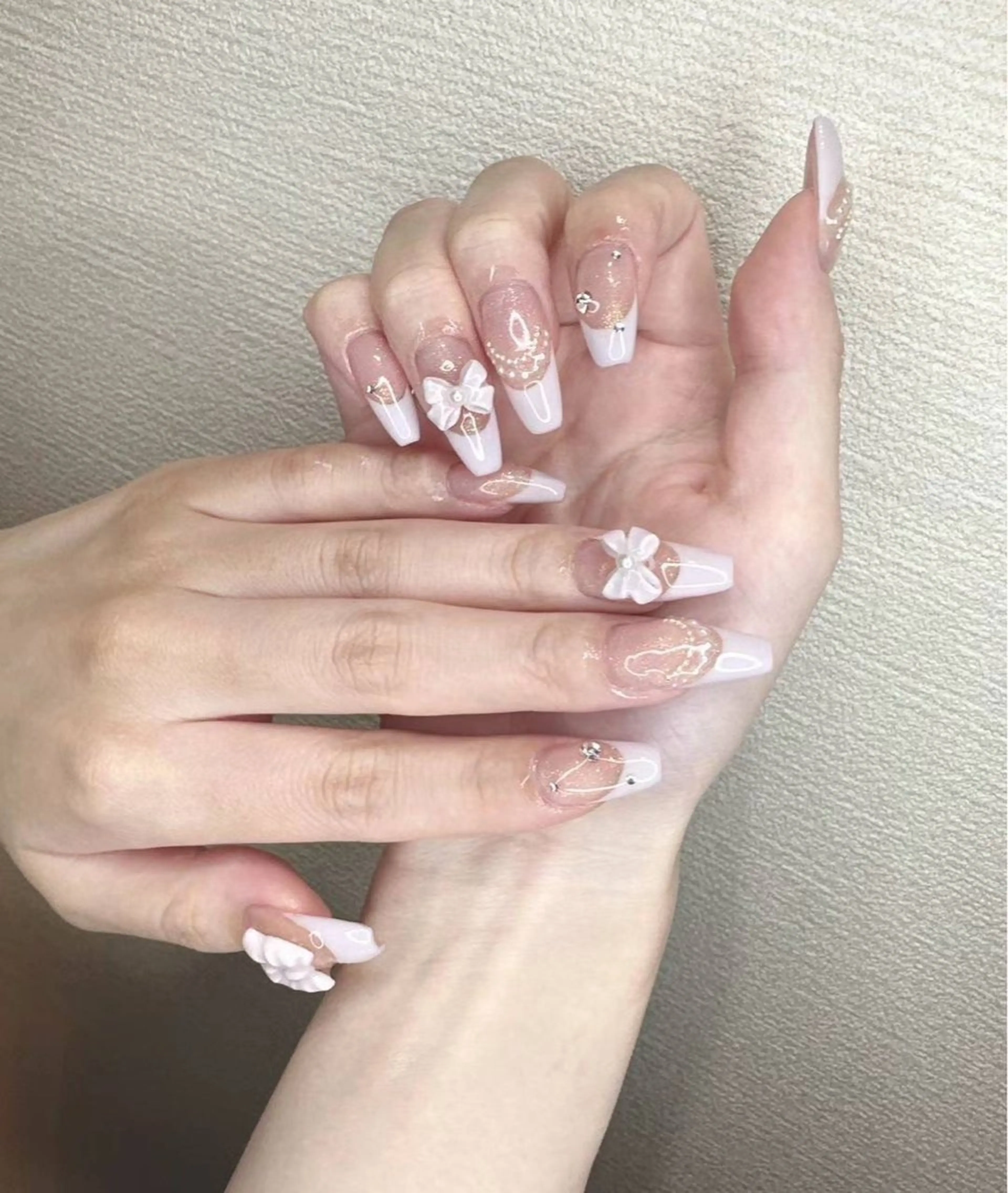 ネイル フレンチネイル ピンク リボン Babarla Nailのネイルデザイン